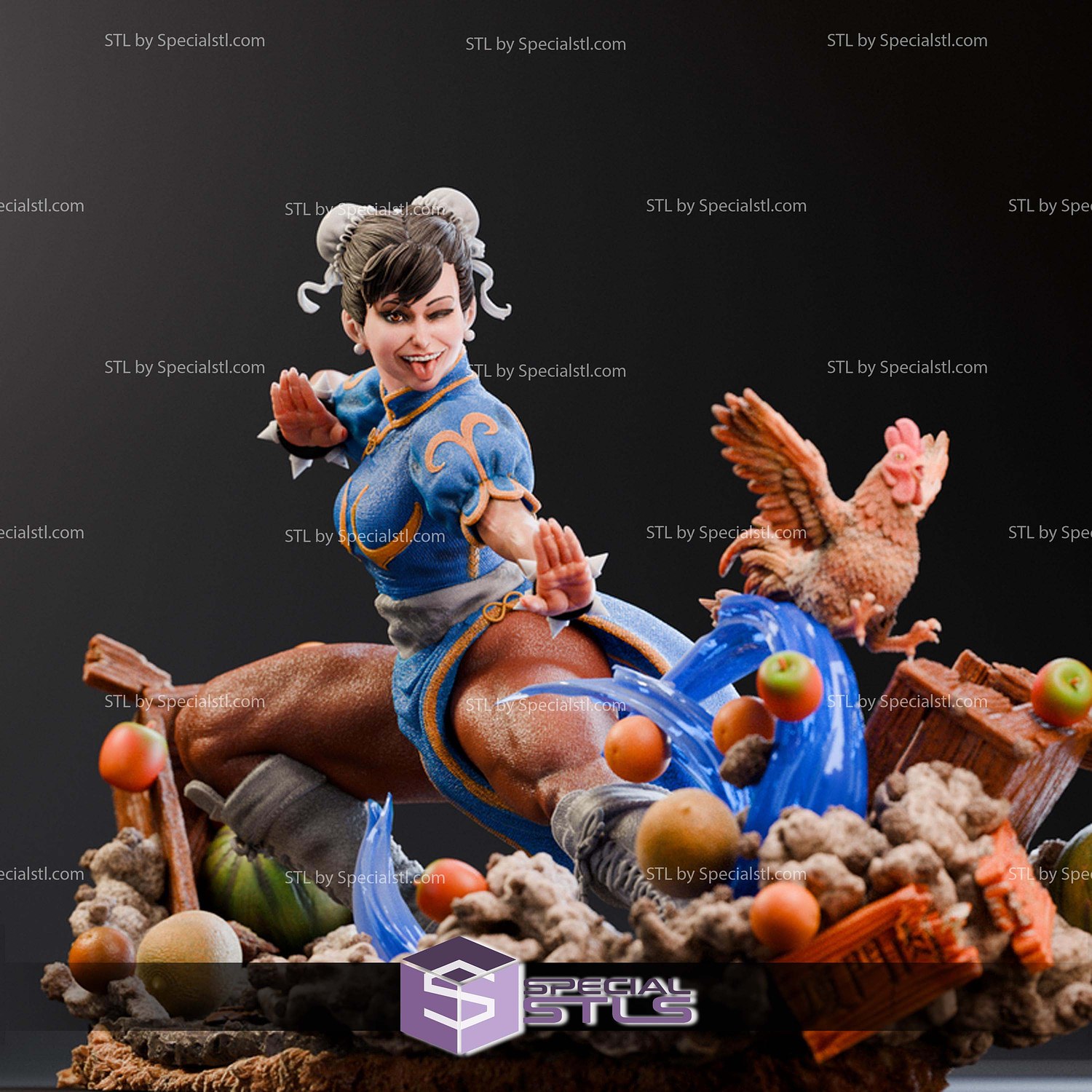 Chun Li Fun Warrior Diorama STL Files 3D Model — view 5