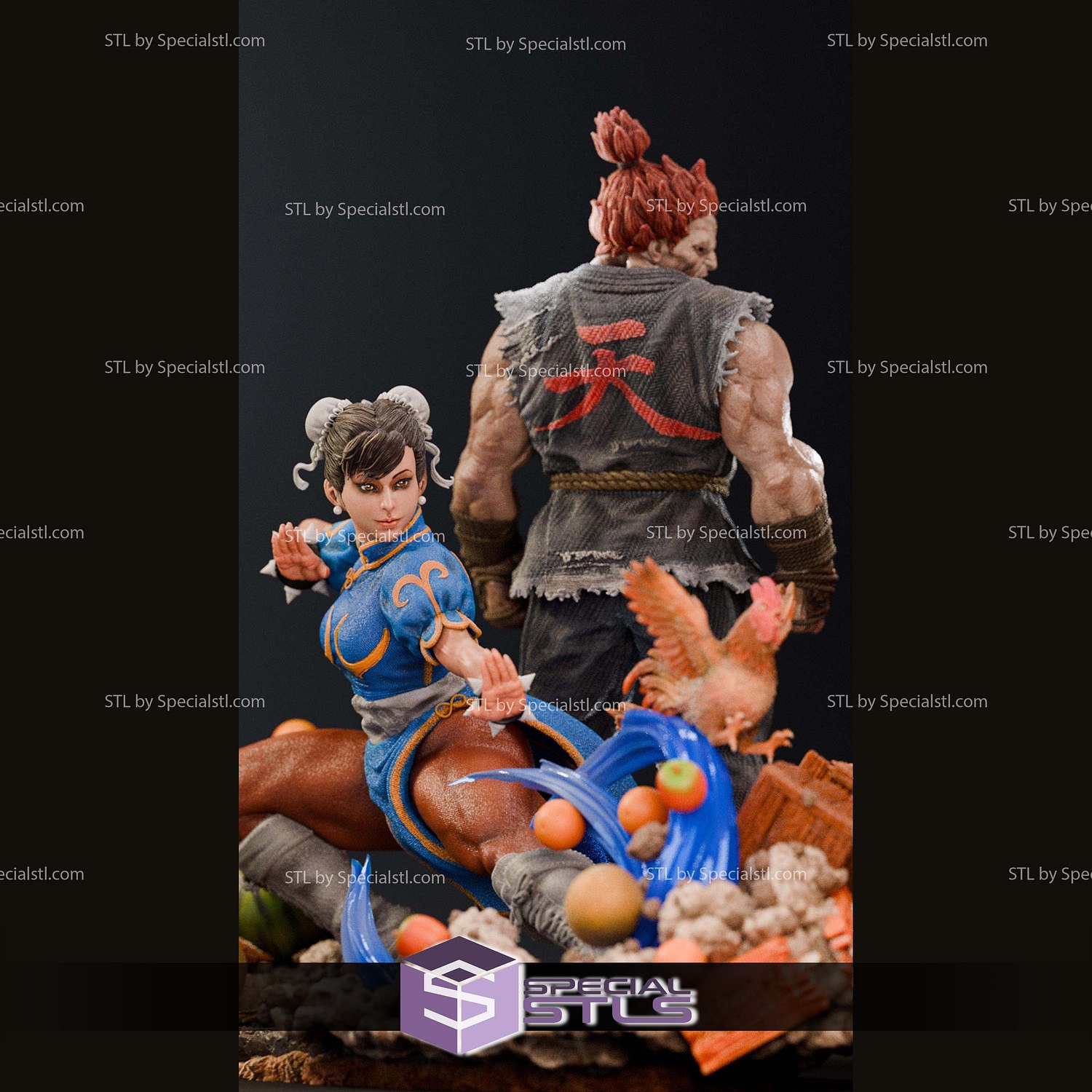 Chun Li Fun Warrior Diorama STL Files 3D Model — view 8