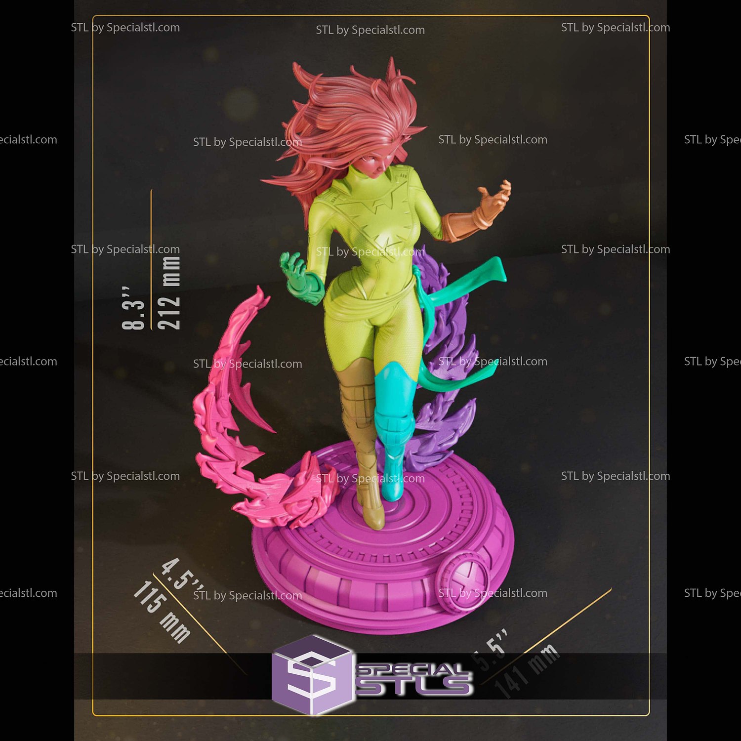 Dark Phoenix Stylized 1-8 3D Printer Files STL Model — view 5
