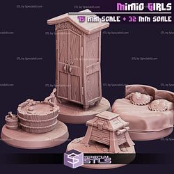 Wash Tub Mimic Girl Collection 3D Printing Models STL Model
