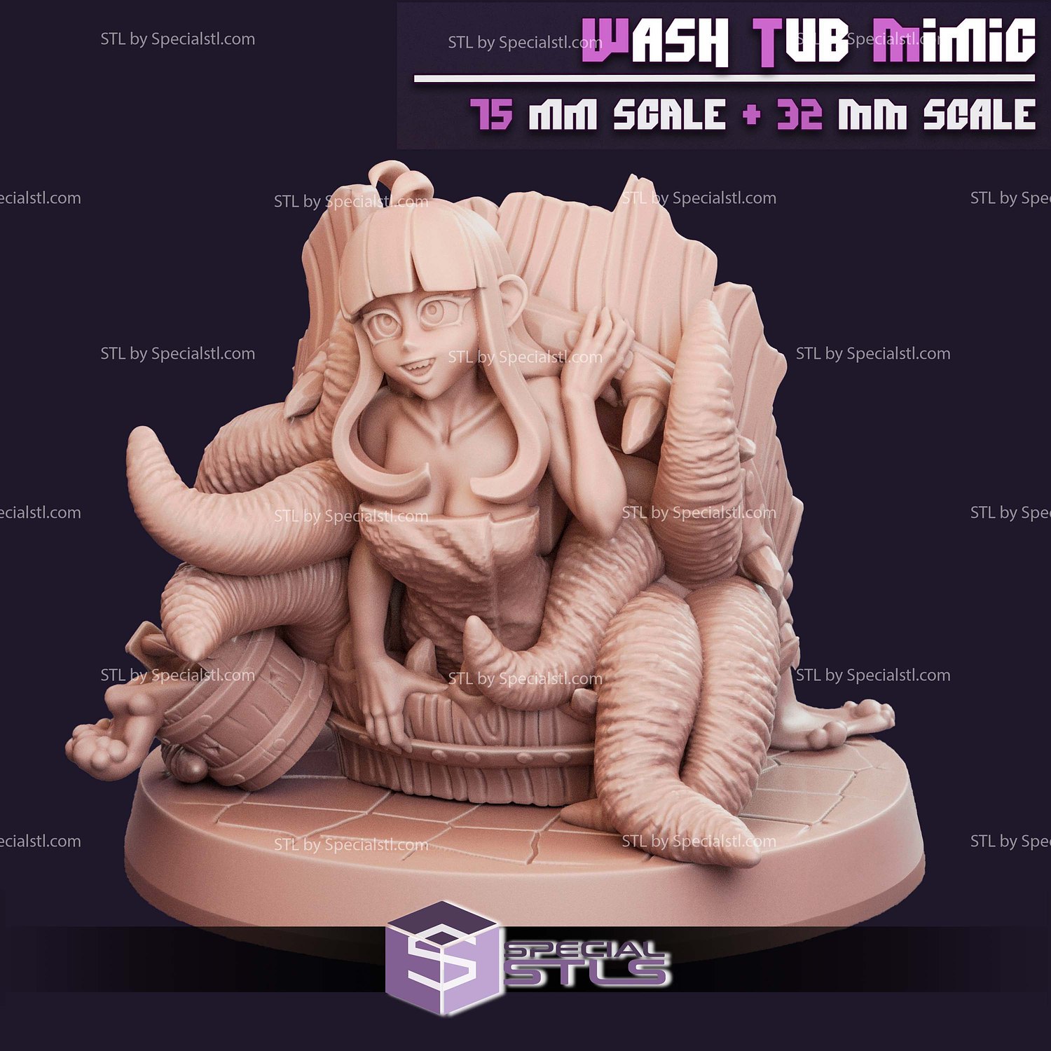 Wash Tub Mimic Girl Collection 3D Printing Models STL Model — view 2