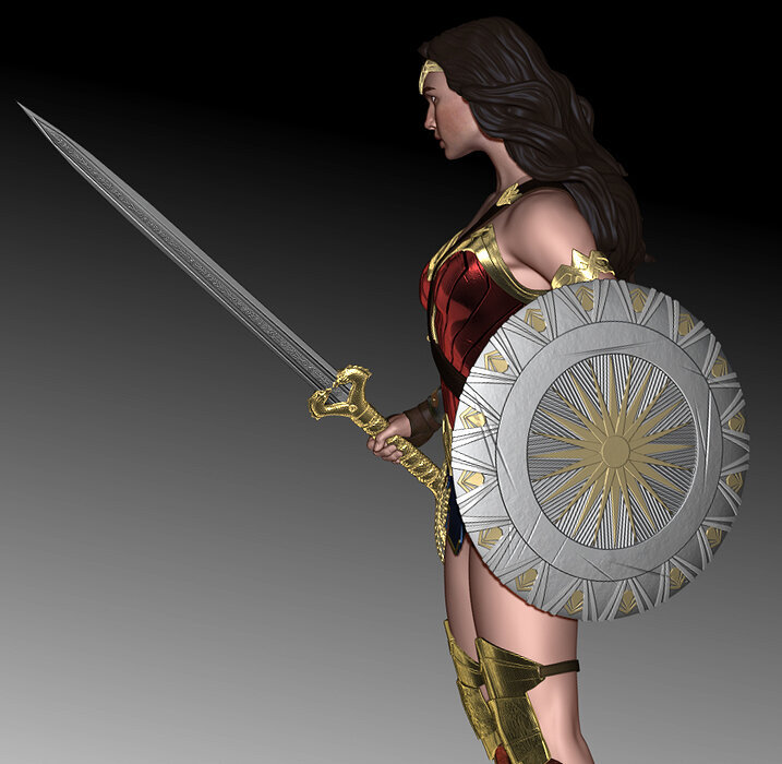 Wonder Woman Statue - Stl model Ready for Printing 3D Model — view 3