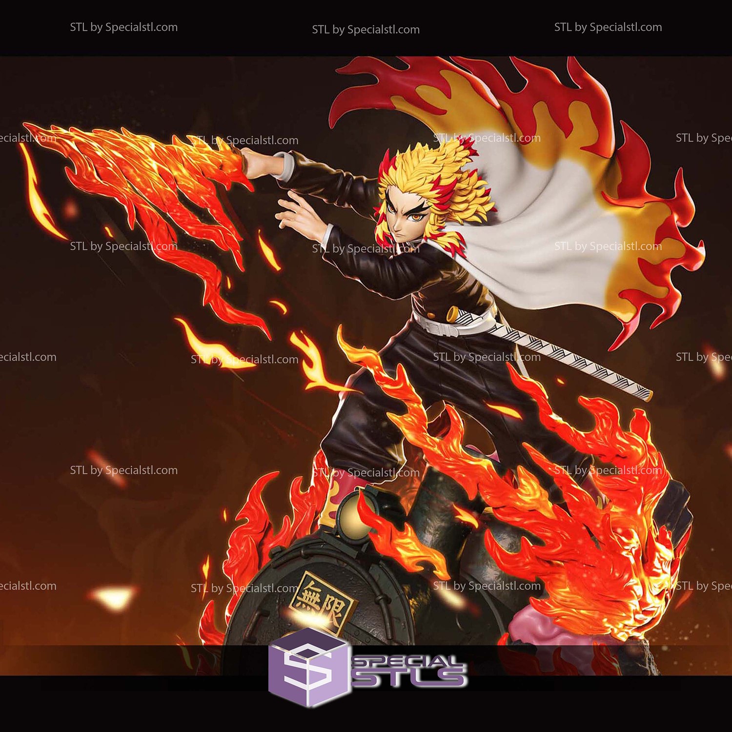 Kyojuro Rengoku Battle on Train 3D Print Files STL Model — view 2