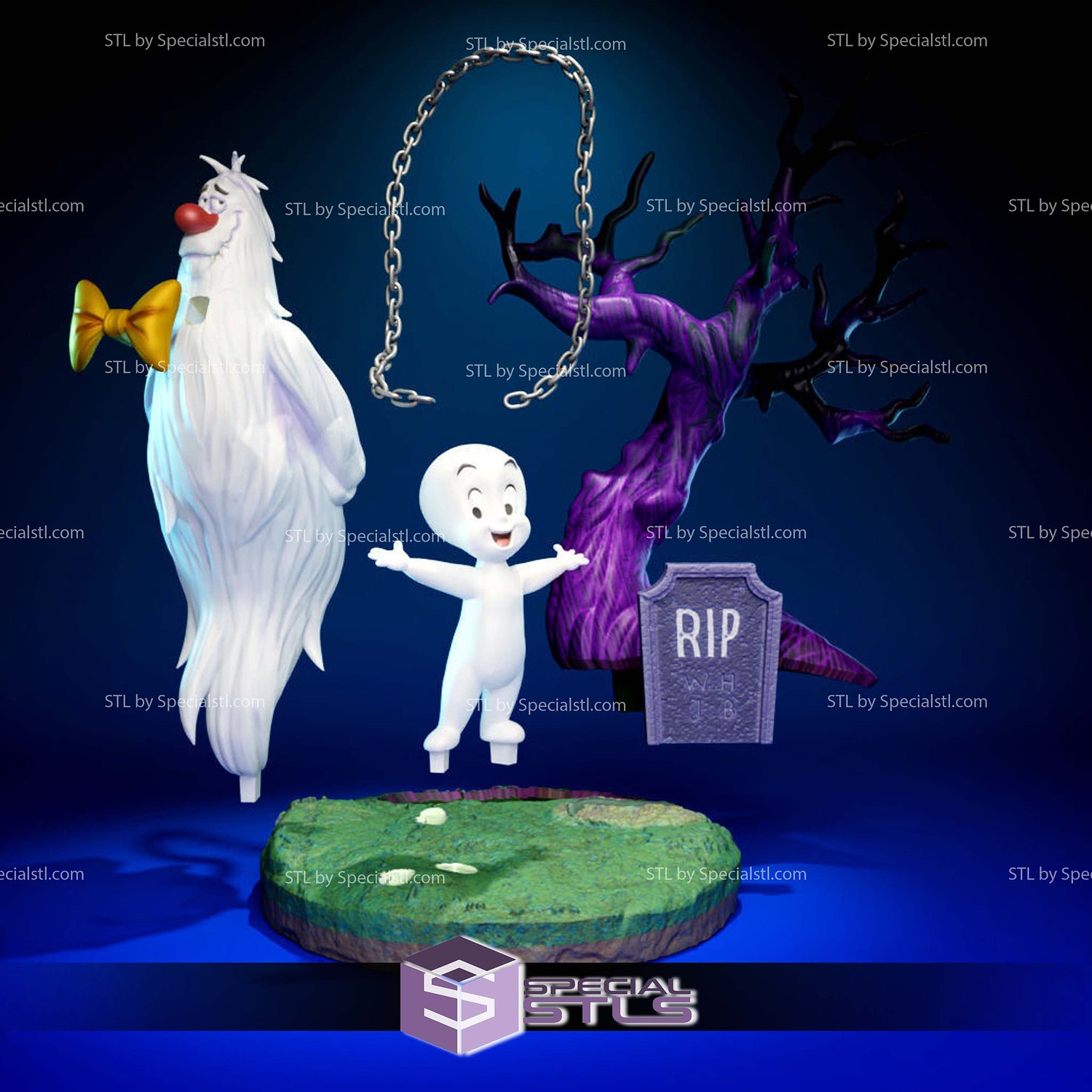Casper and Hairy Scary Sculptures 3D Printing STL Model — view 5