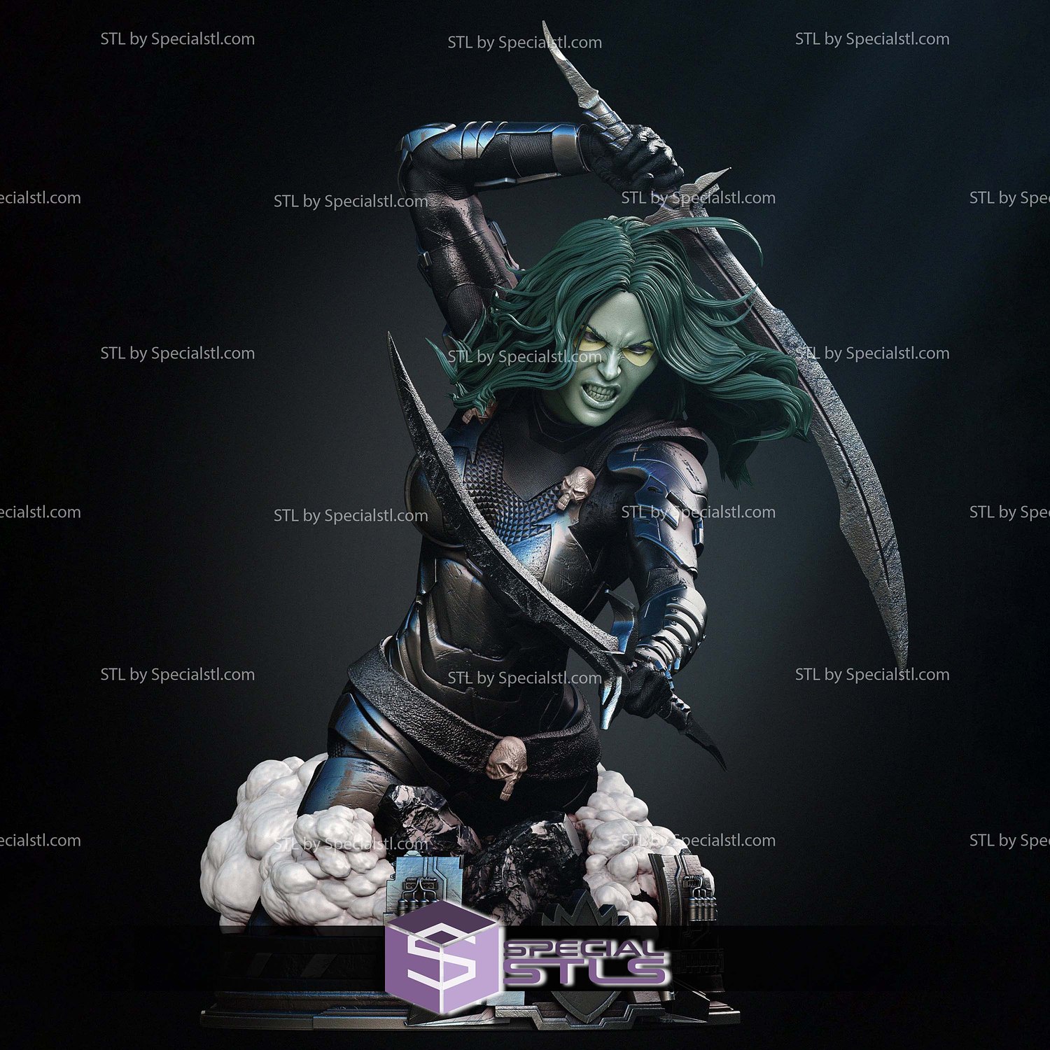 Gamora Comic Version Bust Digital STL Files 3D Model — view 2