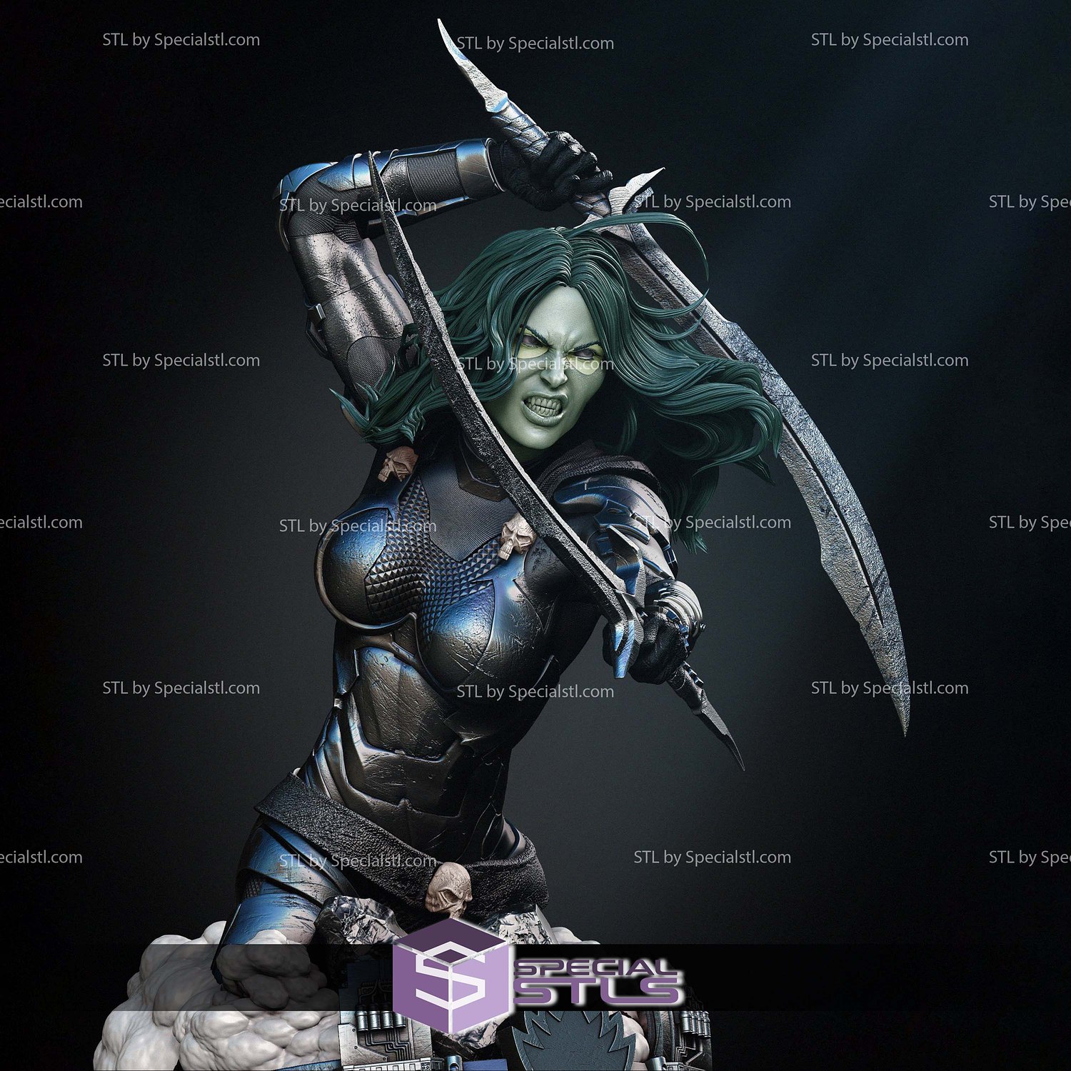 Gamora Comic Version Bust Digital STL Files 3D Model — view 4
