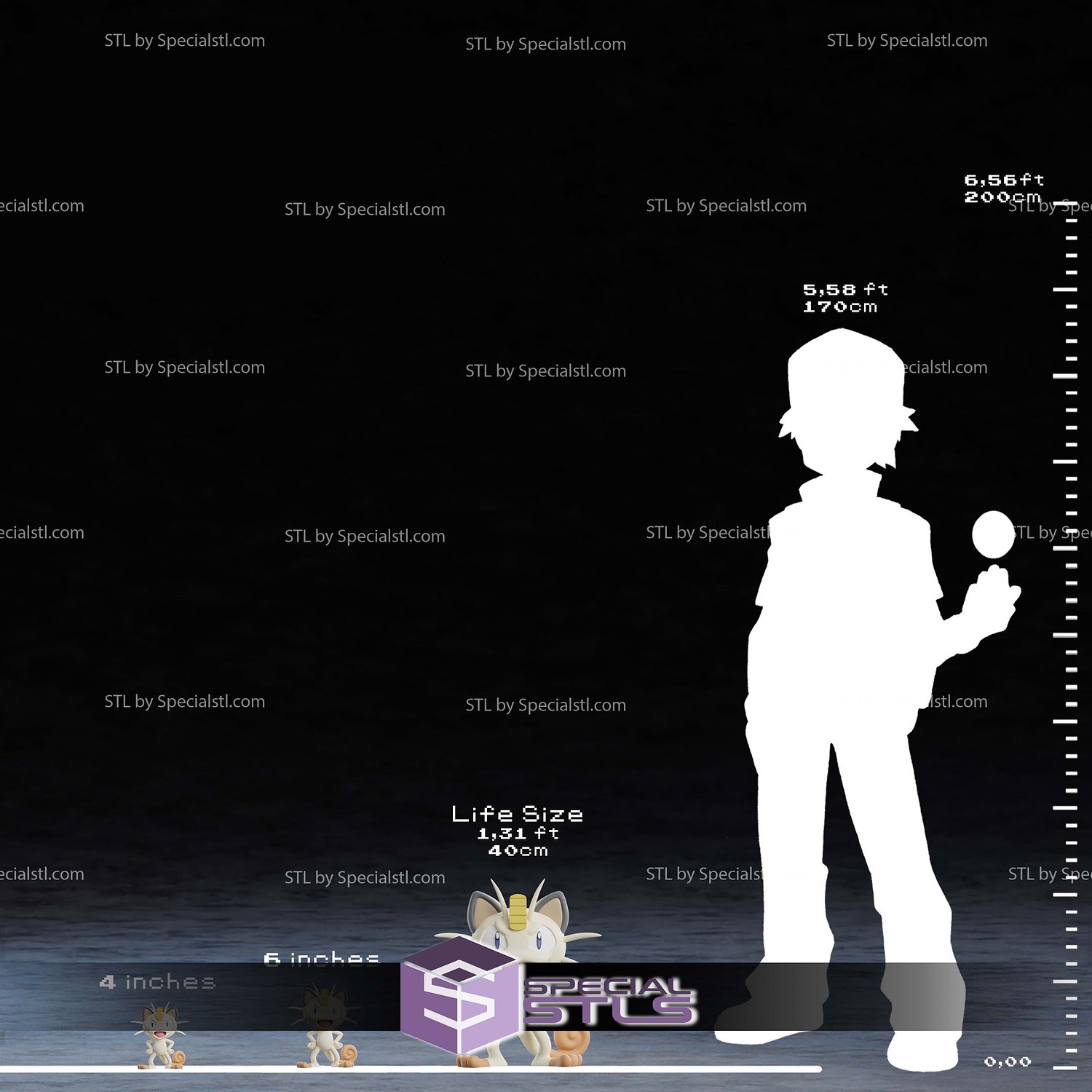 Life Size Meowth Digital STL Files 3D Model — view 6