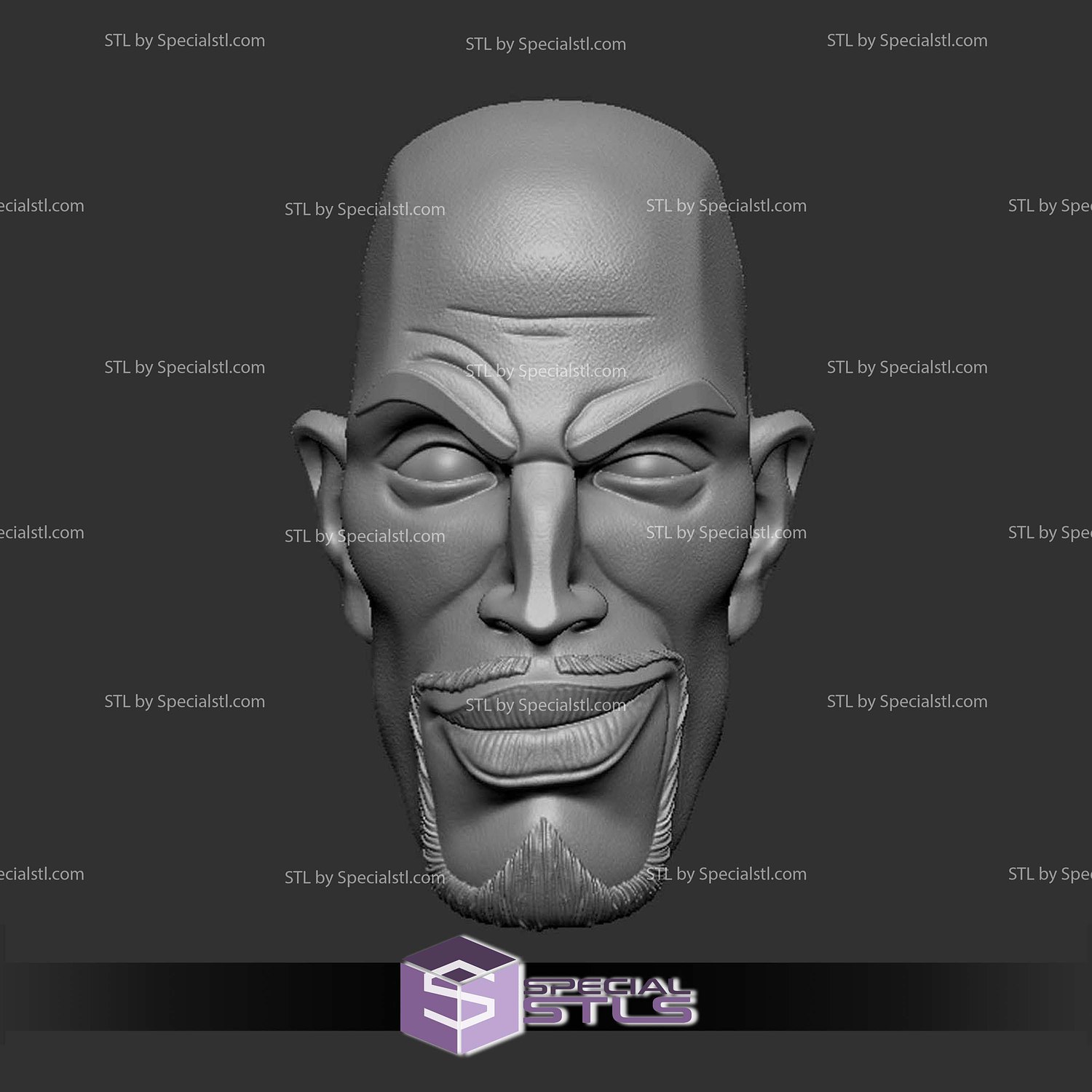Custom Head STL Uncle Aaron Smirking 3D Model — view 3