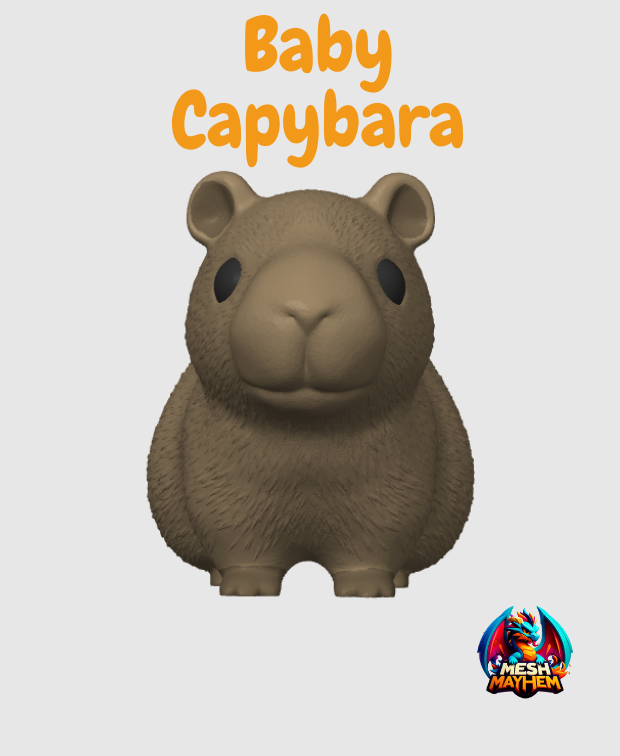 Cute Baby Capybara by Mesh Mayhem 3D STL Model