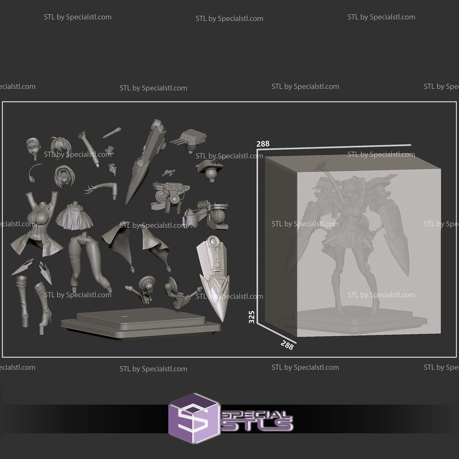 Baltimore Azur Lane V2 3D Printer Files STL Model — view 6