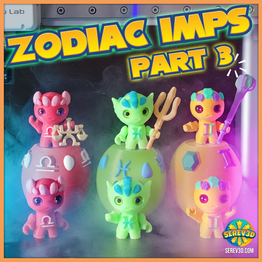 Pisces Flexi Imp - Zodiac Imp Collection Part 3 - Keychain & Straw Buddy, No Supports 3D Print STL/3 3MF Model