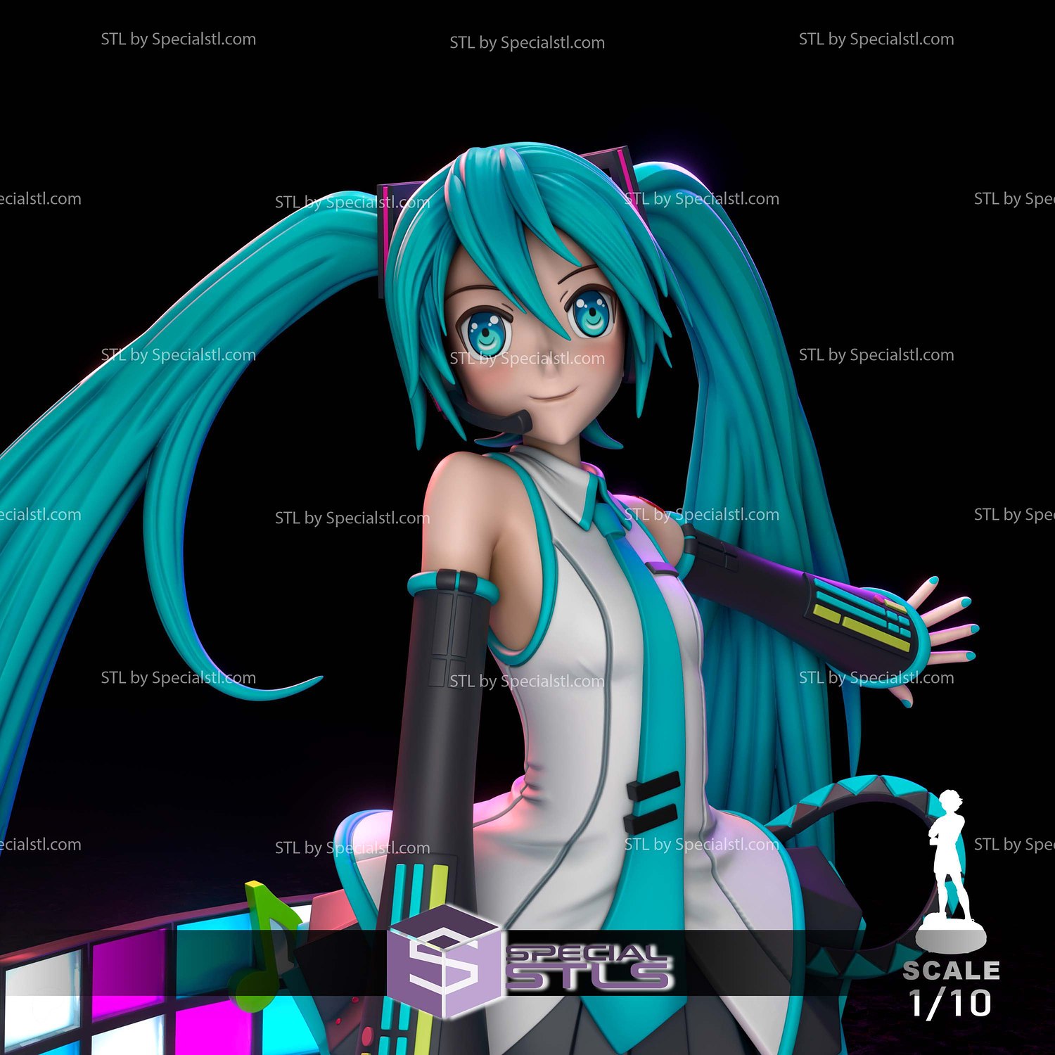 Hatsune Miku Vocaloid STL Files 3D Model — view 2