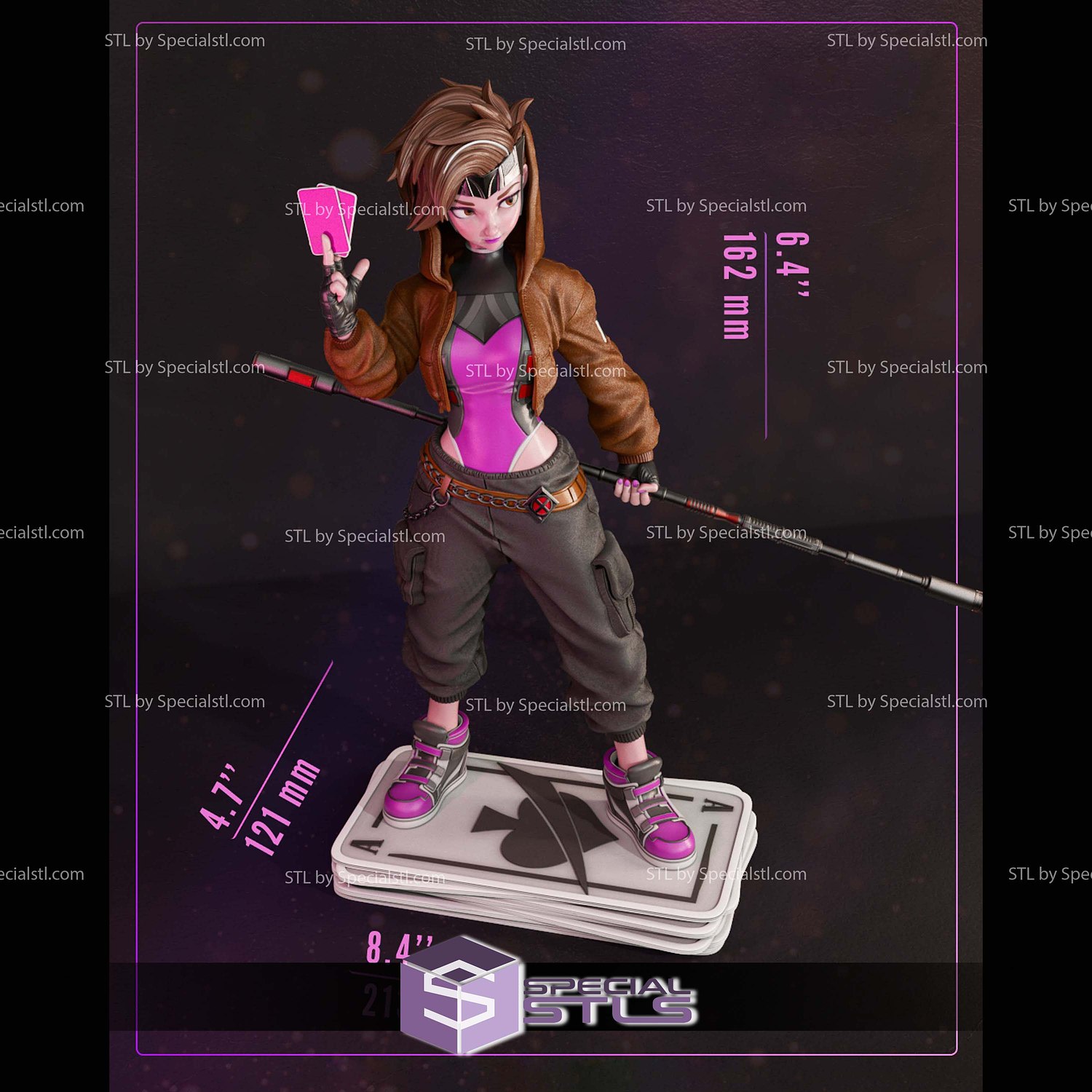 Gambit Girl 213mm STL Files 3D Model — view 6