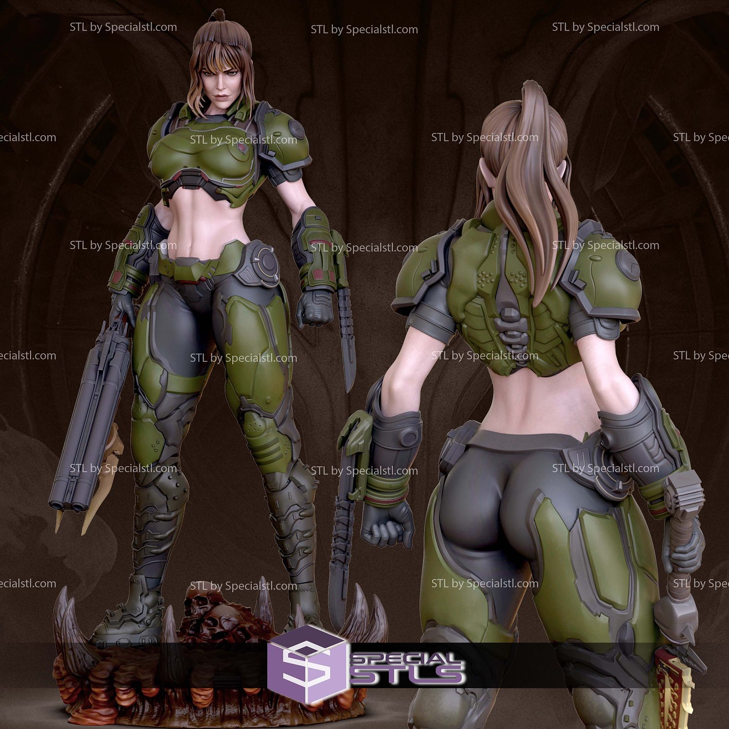 Doomslayer Girl 3D Printer Files STL Model — view 4
