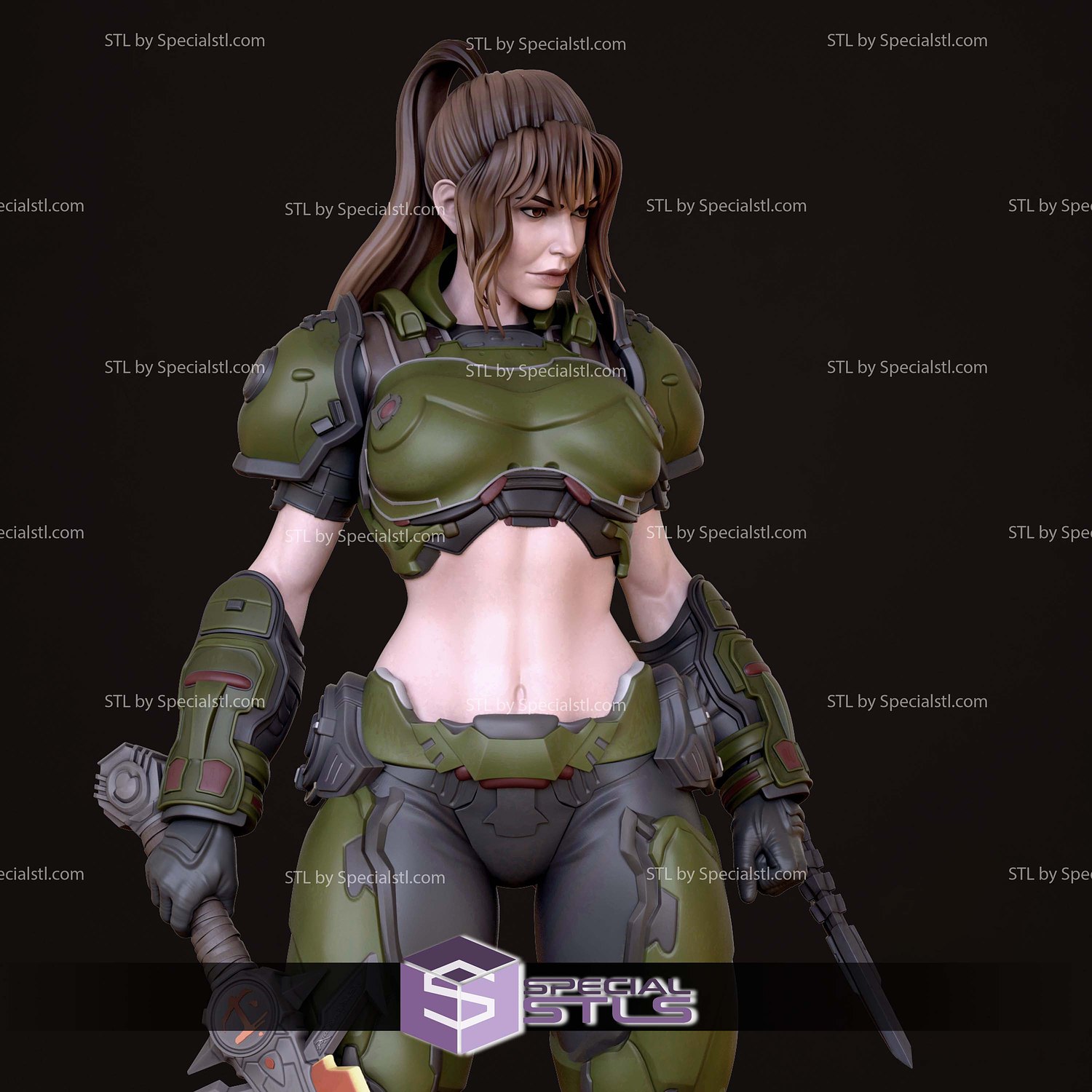 Doomslayer Girl 3D Printer Files STL Model — view 5