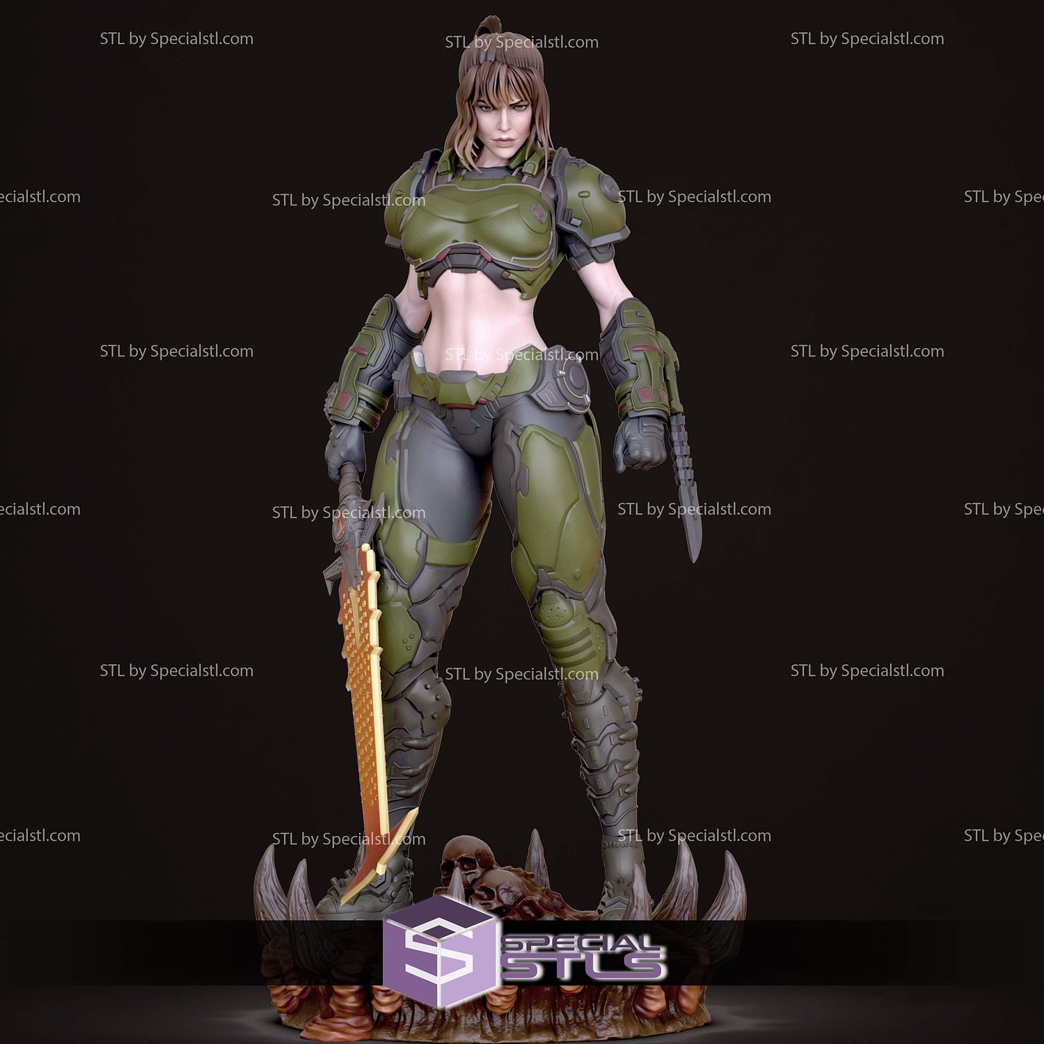 Doomslayer Girl 3D Printer Files STL Model — view 7