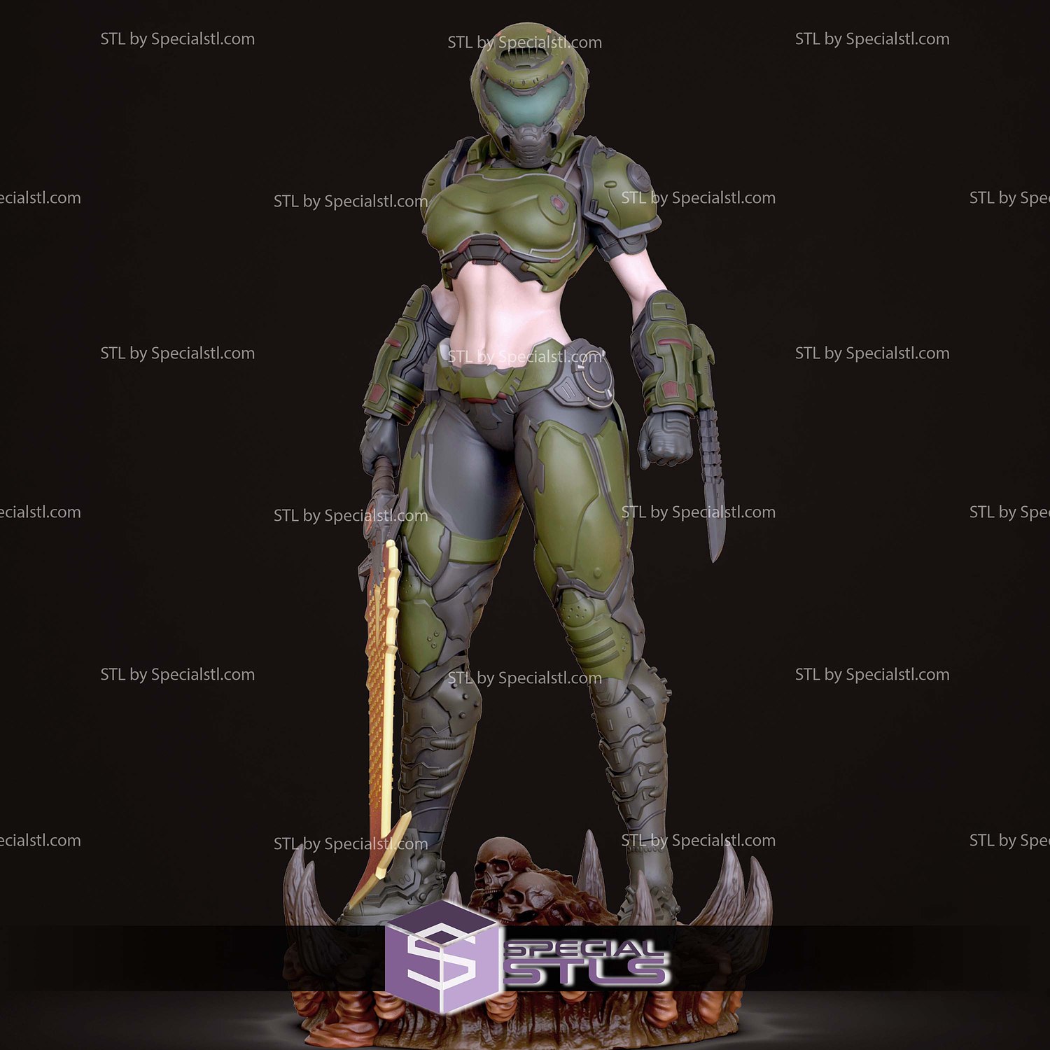 Doomslayer Girl 3D Printer Files STL Model — view 8