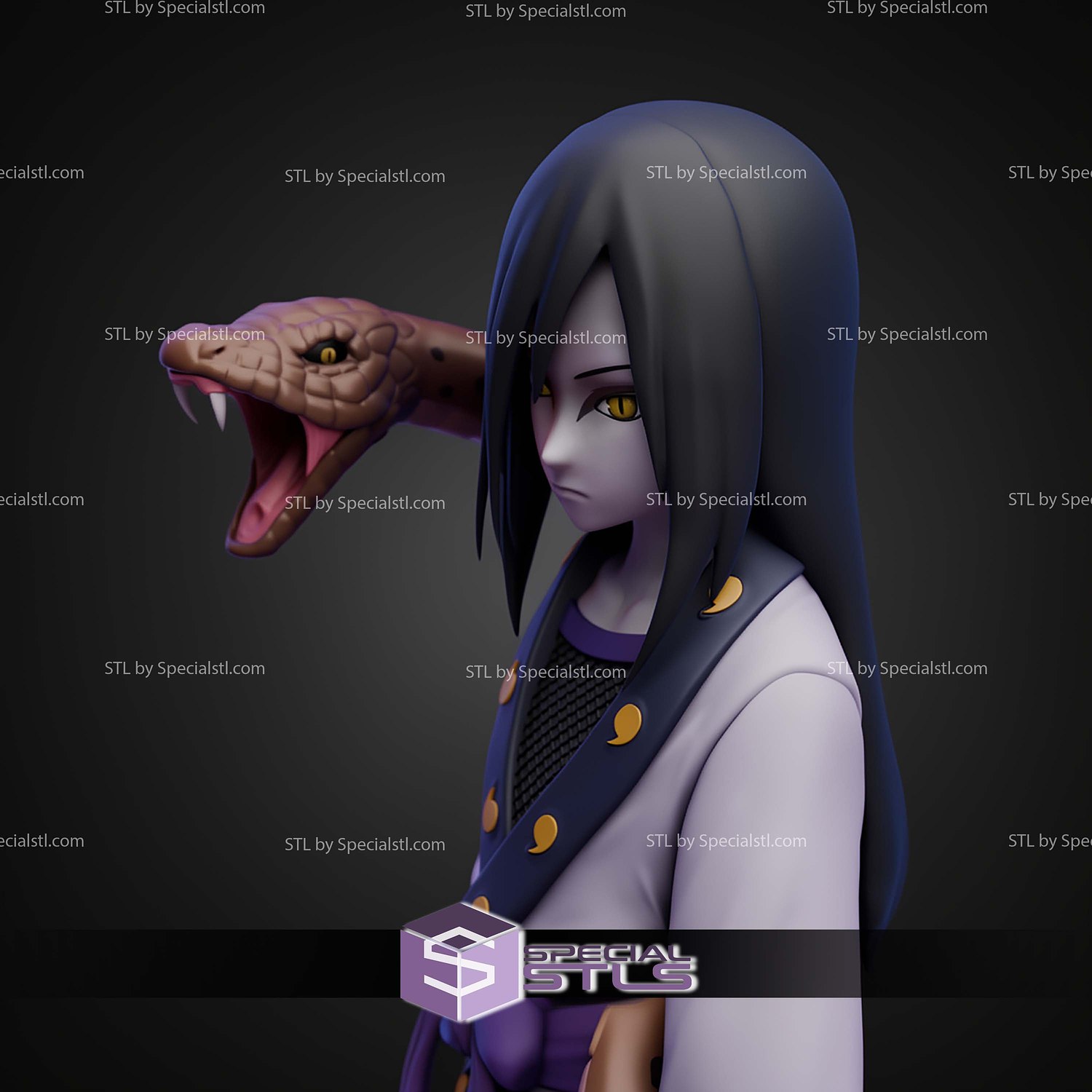 Young Sannin Orochimaru STL Files 3D Model — view 4