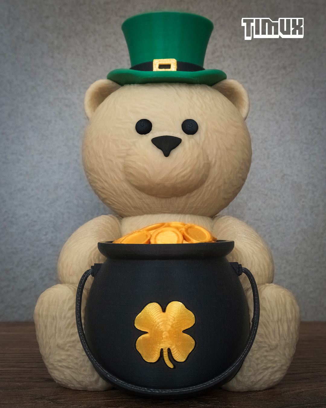 TEDDY BEAR WITH LEPRECHAUN POT 3D STL Model — view 3