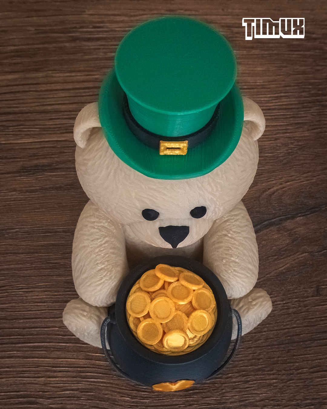 TEDDY BEAR WITH LEPRECHAUN POT 3D STL Model — view 4