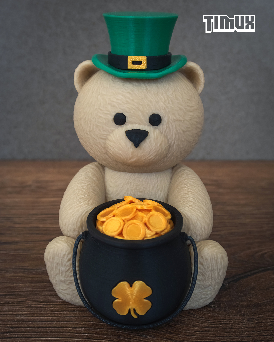 TEDDY BEAR WITH LEPRECHAUN POT 3D STL Model — view 5