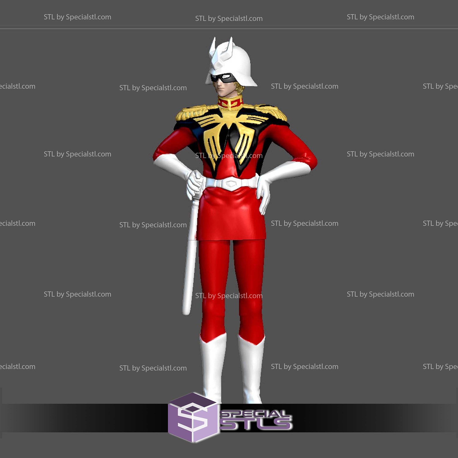Char Aznable Gundam Pilot 3D Printer Files STL Model — view 2