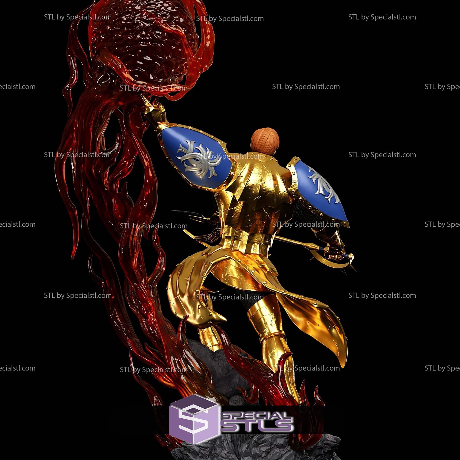 Escanor Golden Armor Diorama 3D Printer Files STL Model — view 2
