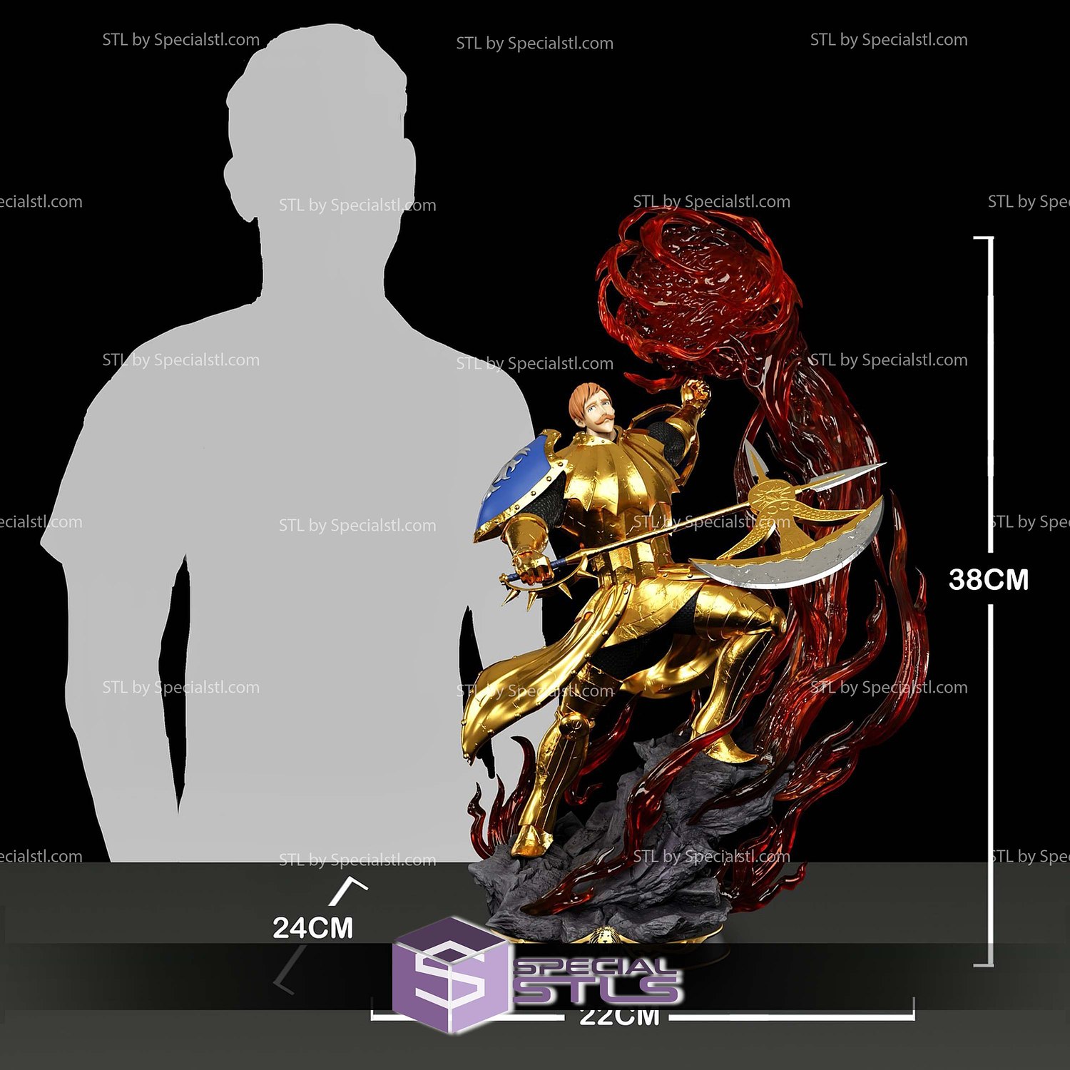 Escanor Golden Armor Diorama 3D Printer Files STL Model — view 3