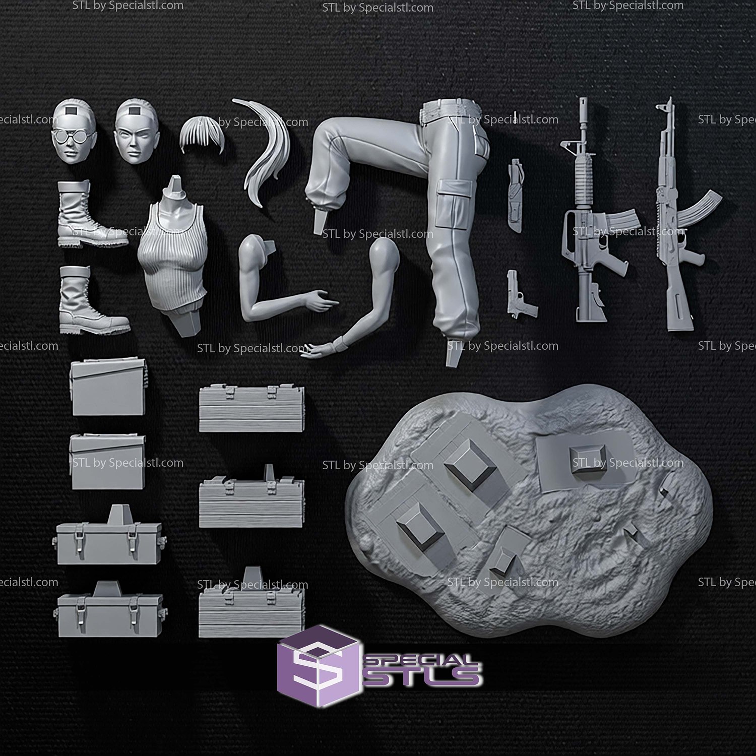 Sarah Connor Stylized STL Files 3D Model — view 2