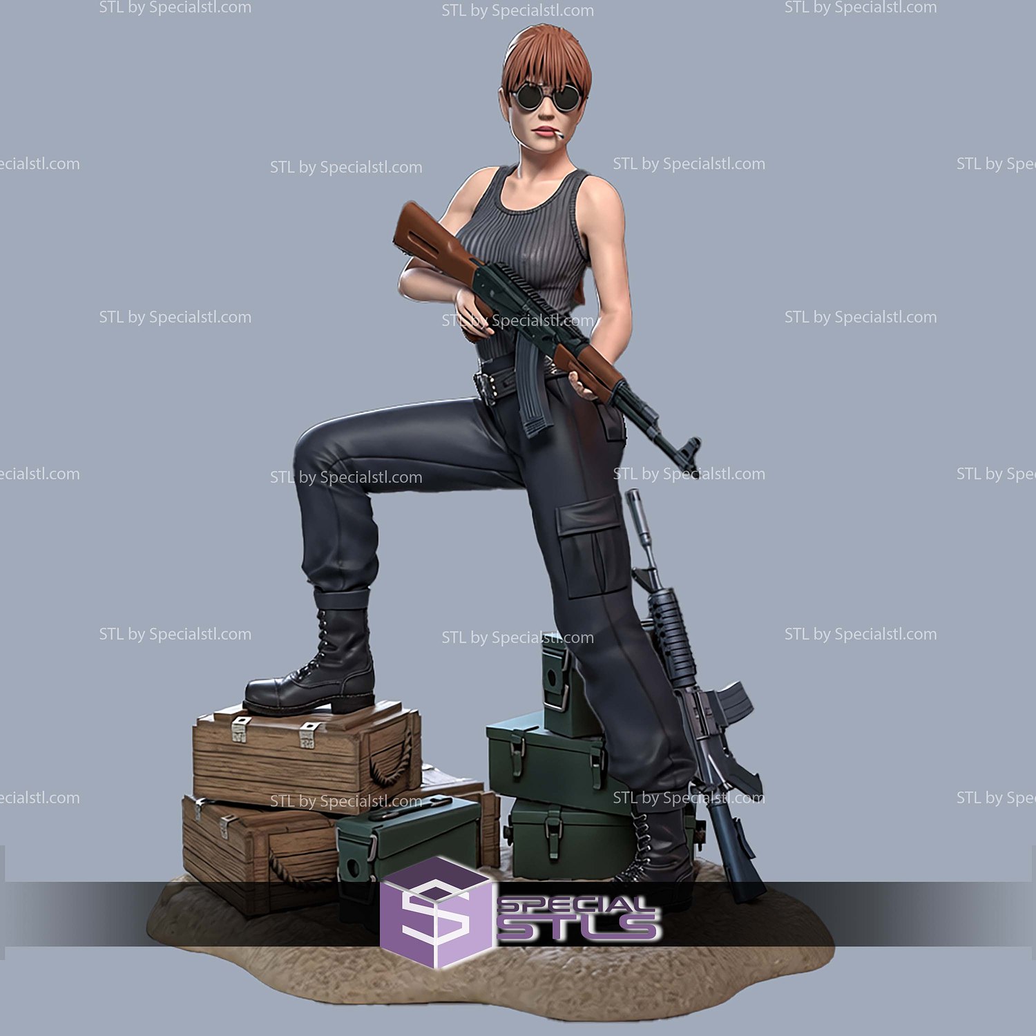 Sarah Connor Stylized STL Files 3D Model — view 3