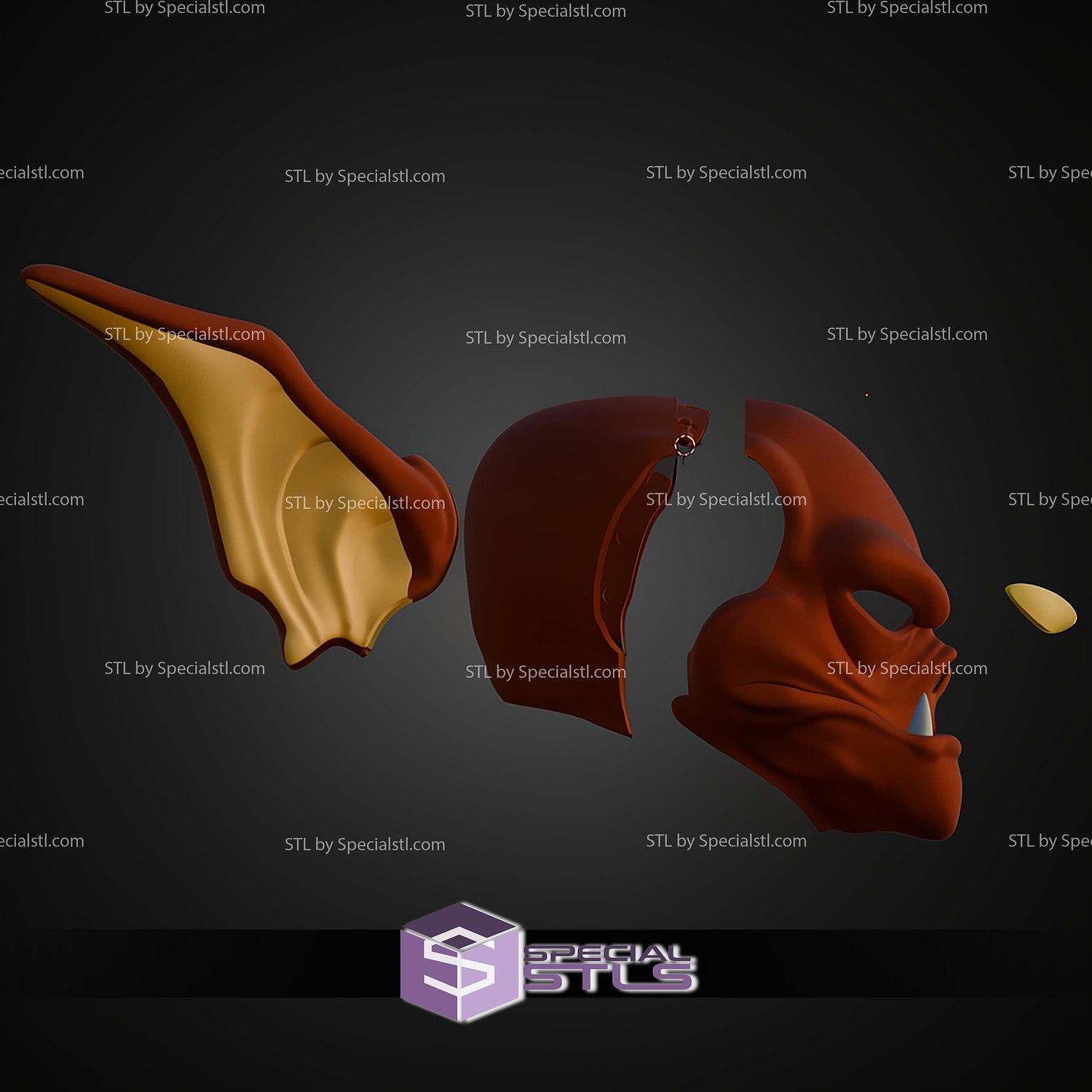 Cosplay STL Files Man Bat Head 3D Model — view 6
