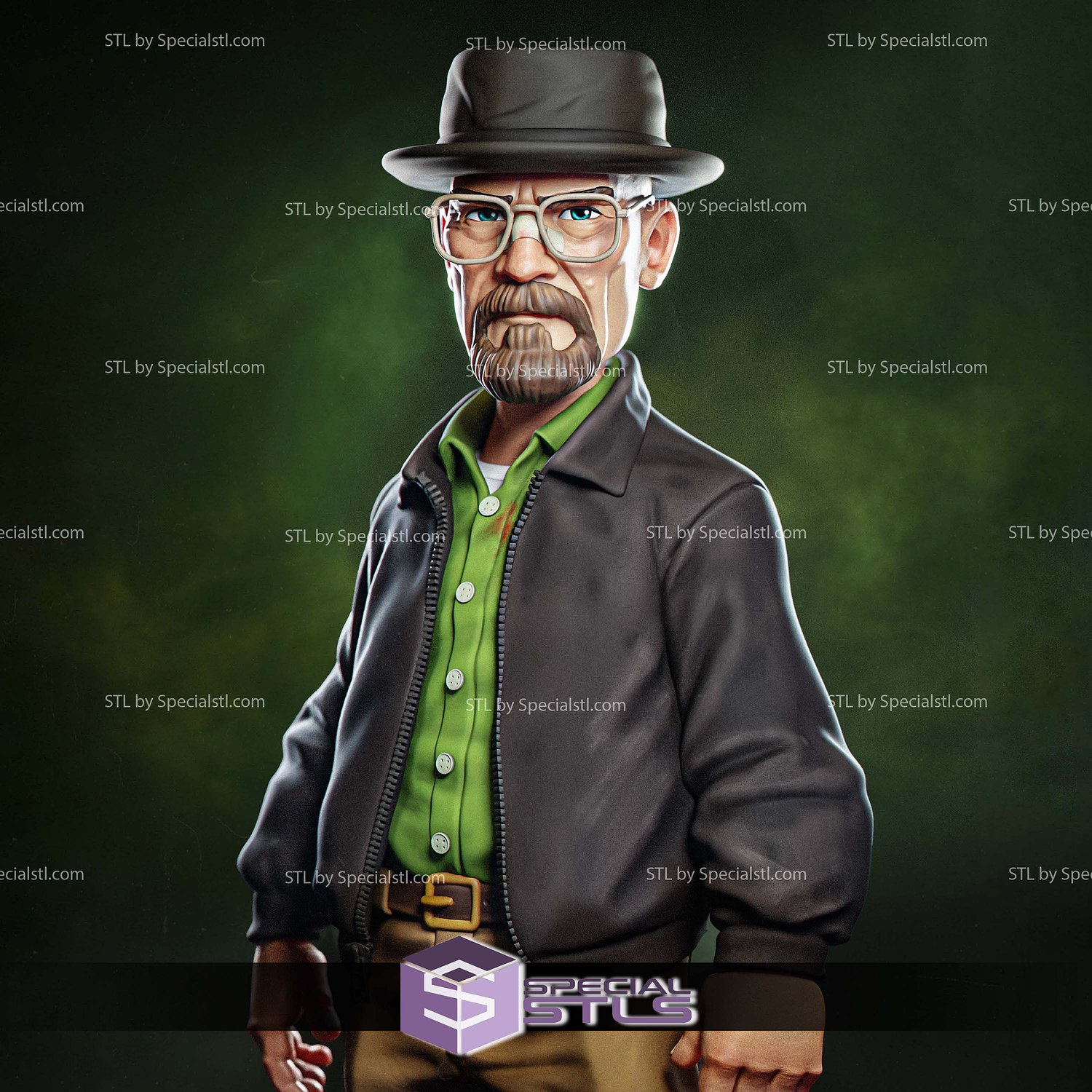 Heisenberg Breaking Bad Cartoon Style 3D Printer Files STL Model — view 5