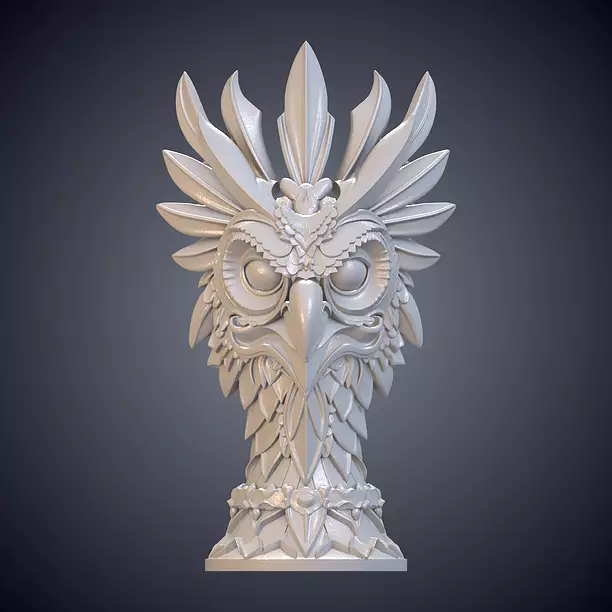 Stylized Owl Shaman Totem Statue PM-945 3D BLEND Model