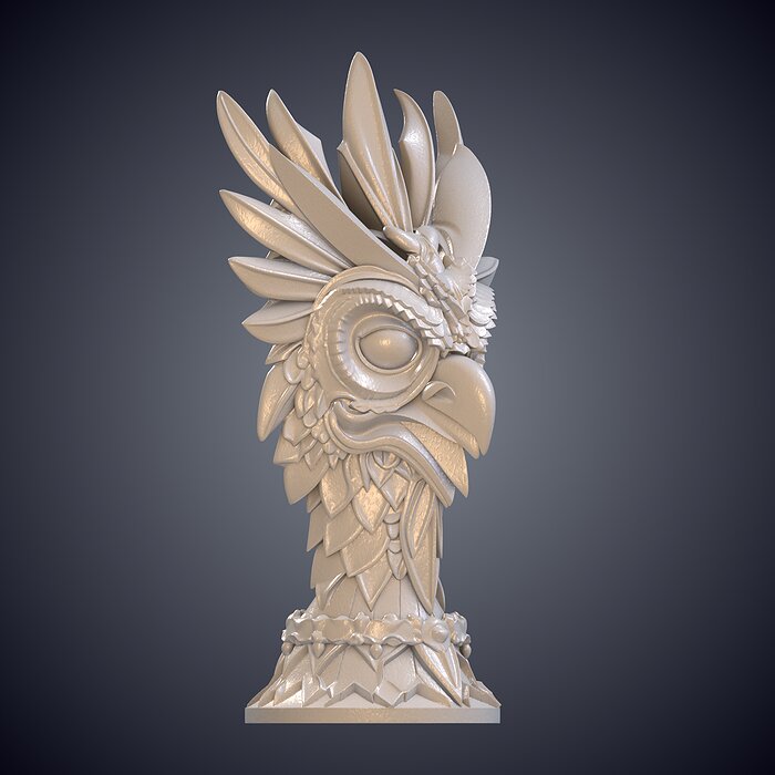 Stylized Owl Shaman Totem Statue PM-945 3D BLEND Model — view 3