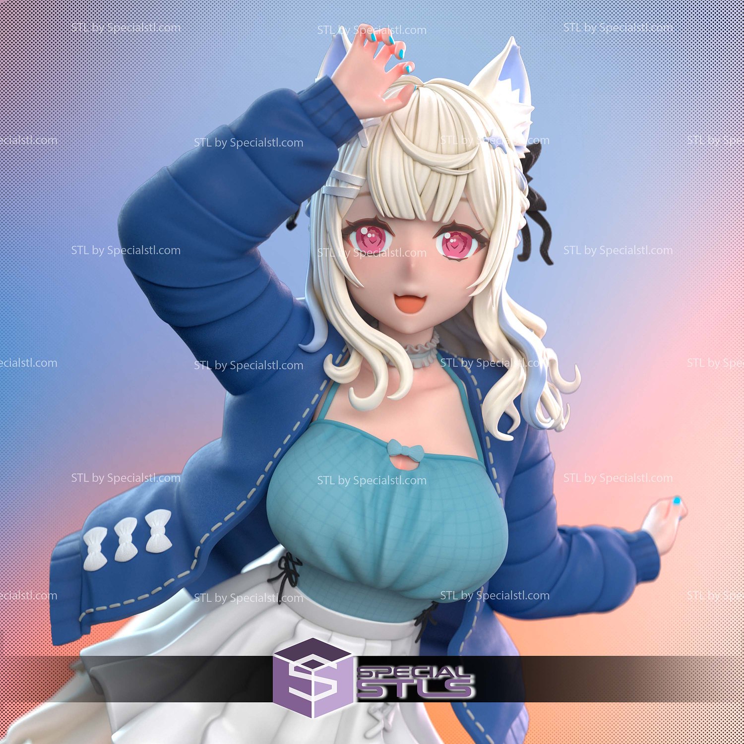 Fuwamoco Hololive Vtuber 3D Printer Files STL Model — view 3