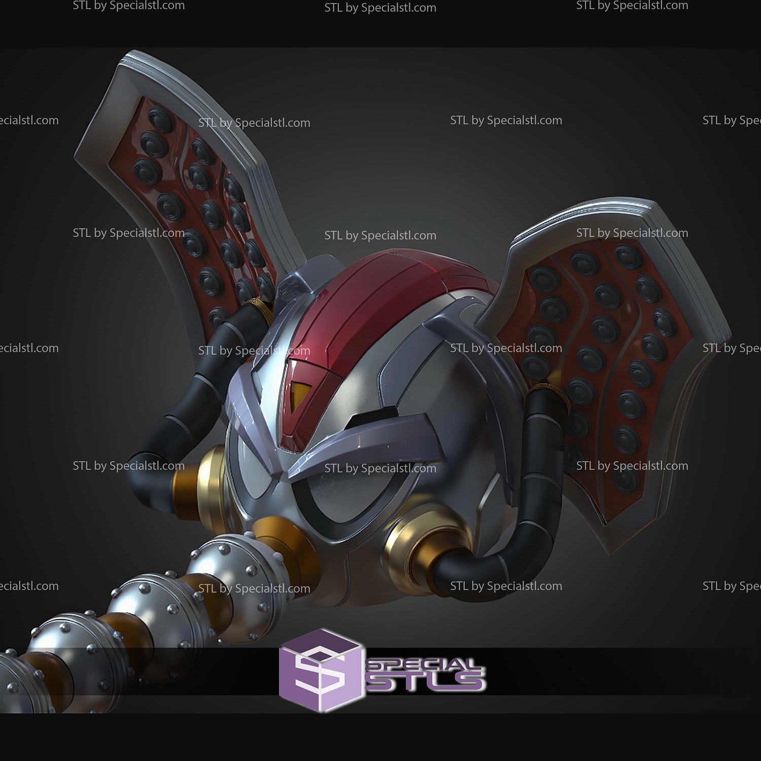 Cosplay STL Files Flame Mammoth Head 3D Model — view 4