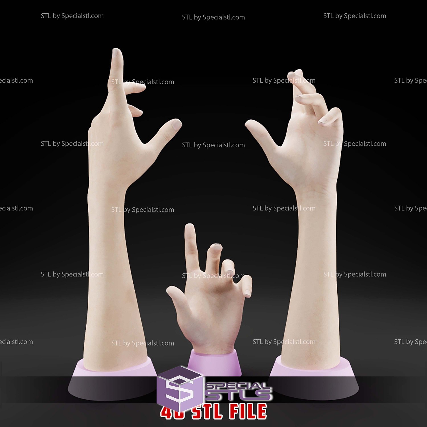 20 Different Hand Collection STL Files 3D Model — view 2