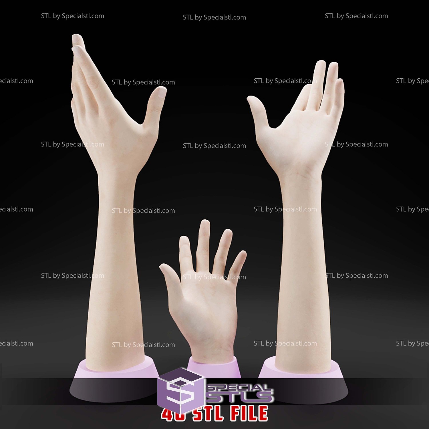 20 Different Hand Collection STL Files 3D Model — view 3