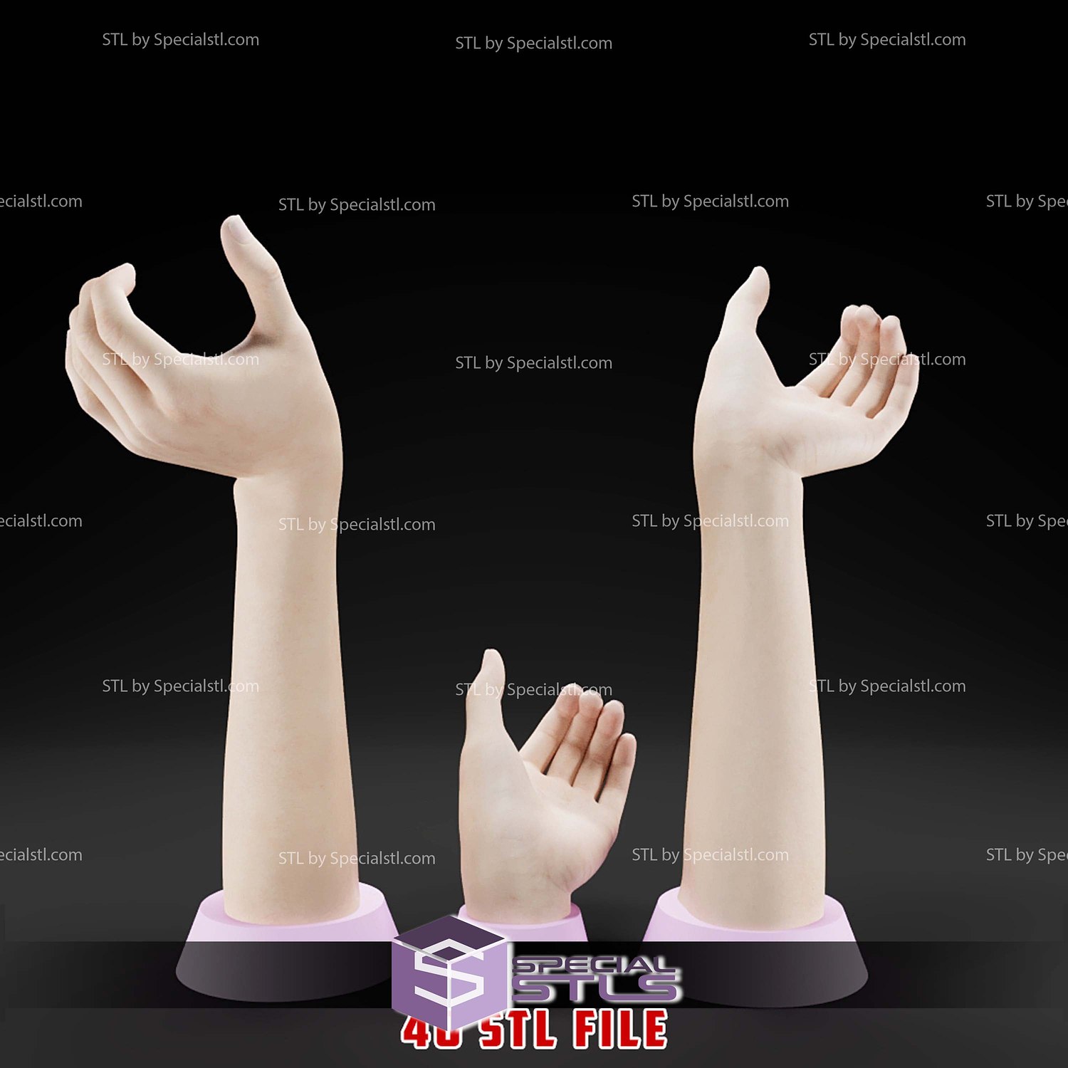 20 Different Hand Collection STL Files 3D Model — view 4