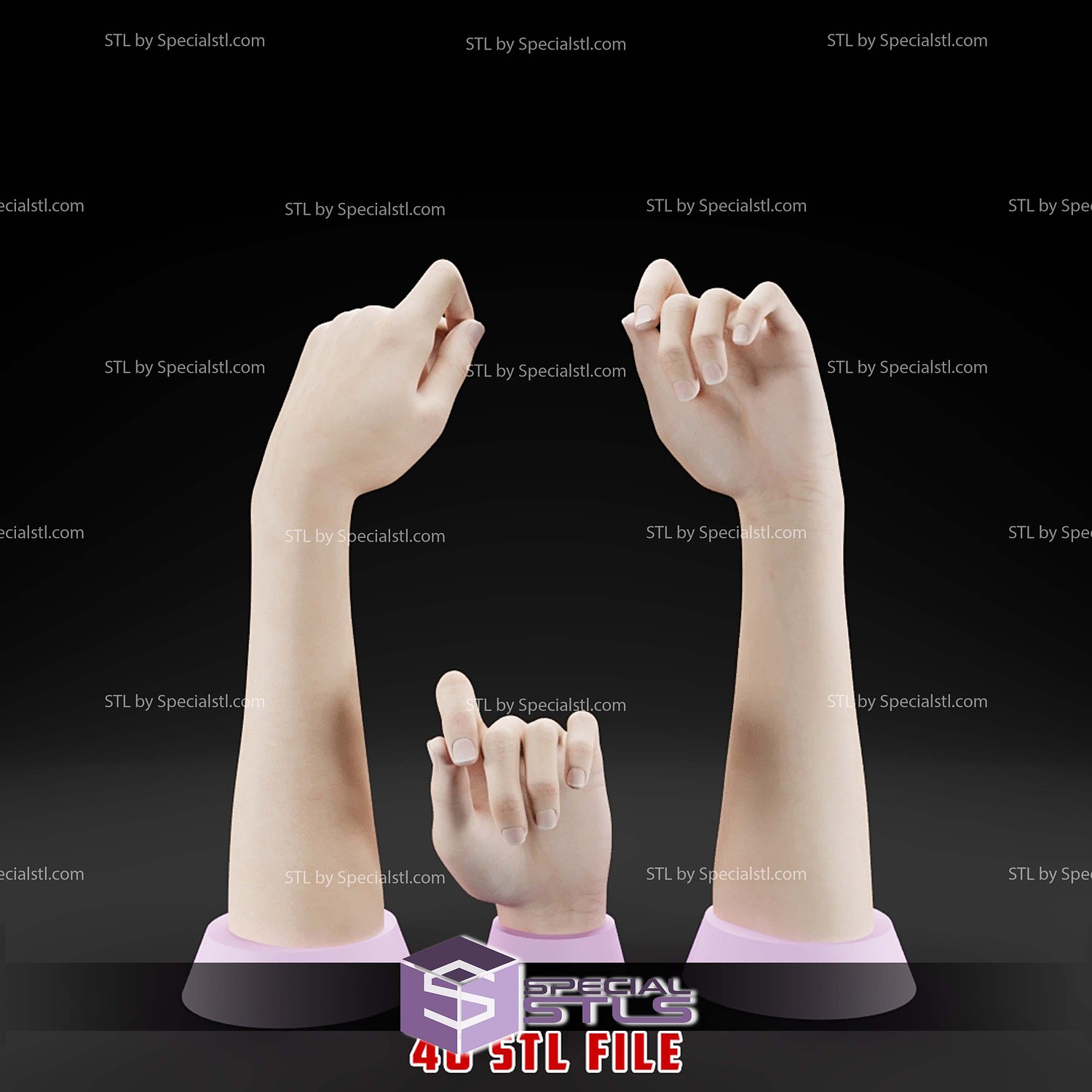 20 Different Hand Collection STL Files 3D Model — view 5
