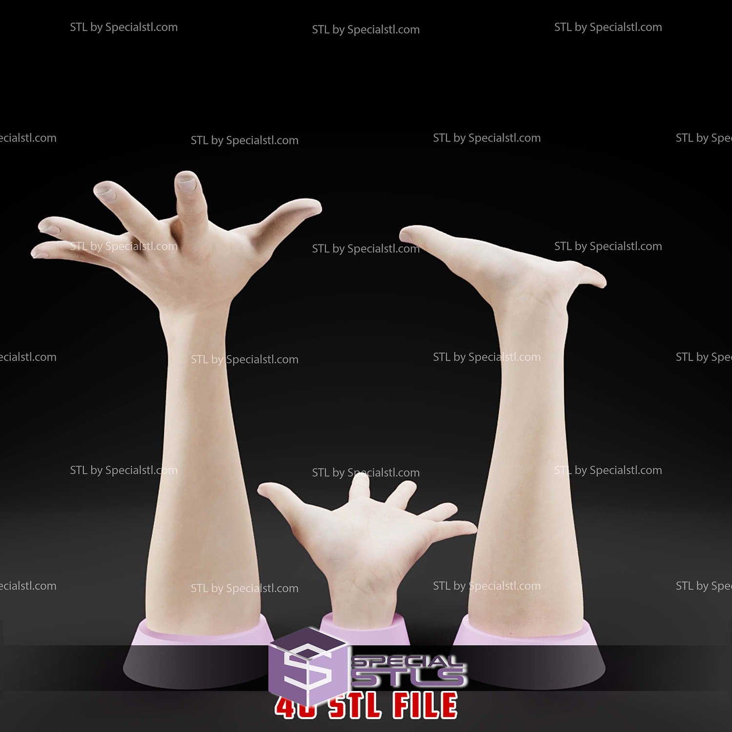 20 Different Hand Collection STL Files 3D Model — view 7