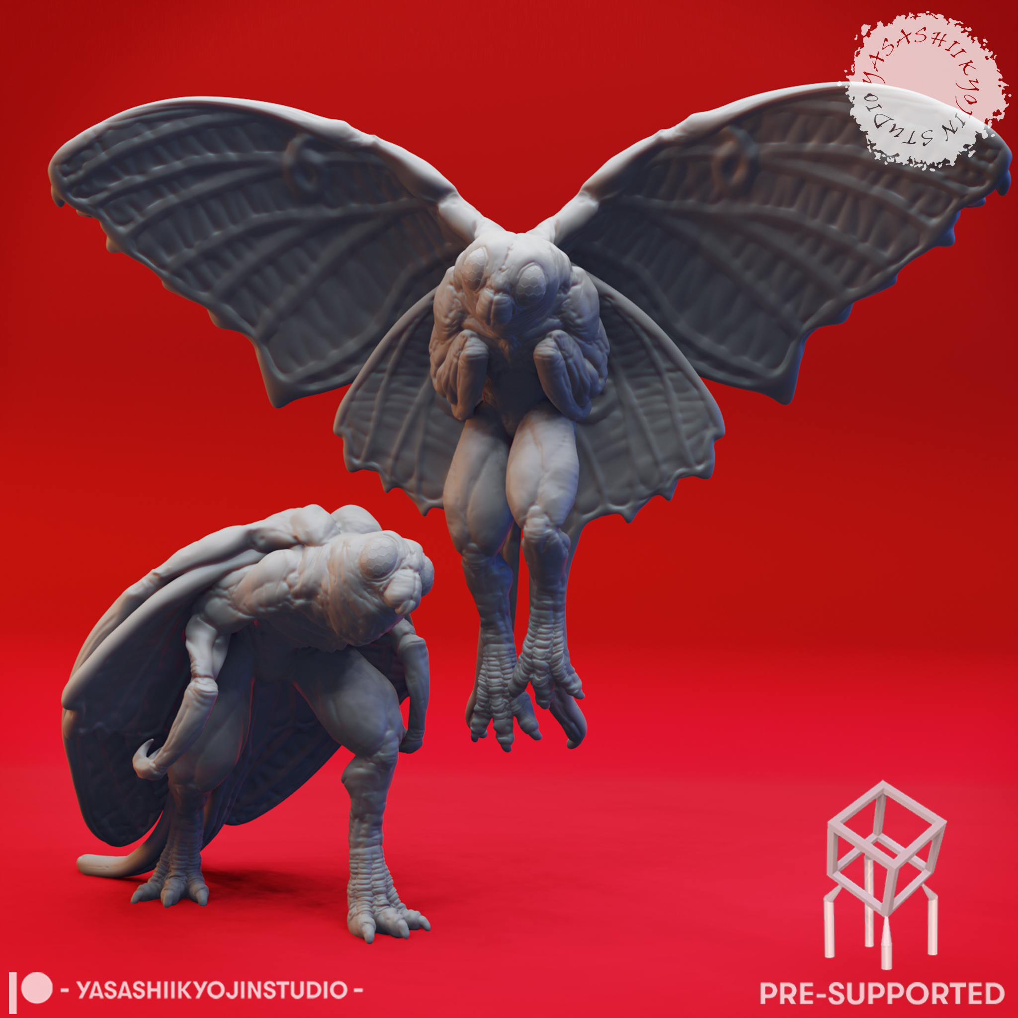 Mothman Pair - Tabletop Miniatures (Pre-Supported) 3D STL Model