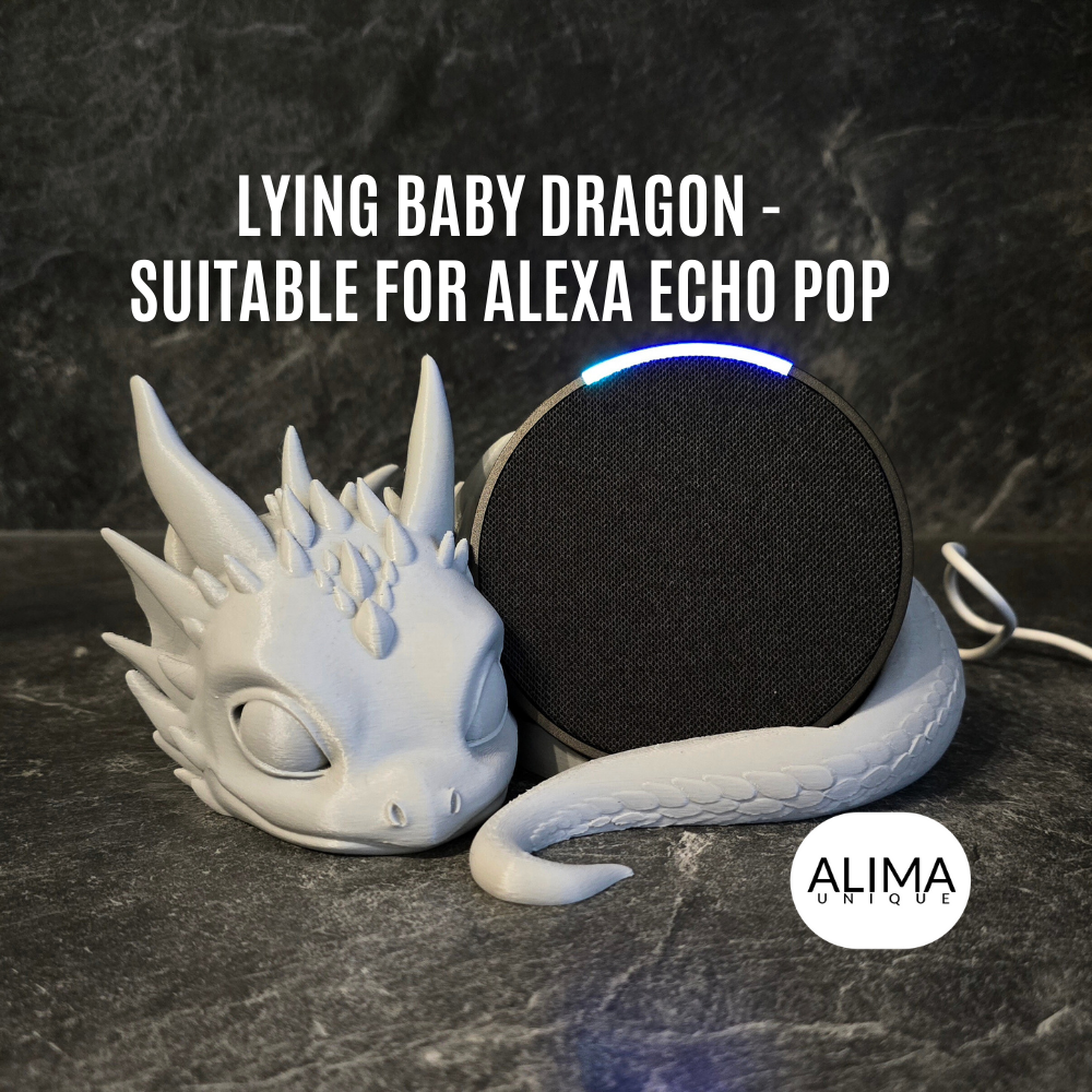 Lying Baby Dragon - suitable for Alexa Echo Pop 3D 3MF Model
