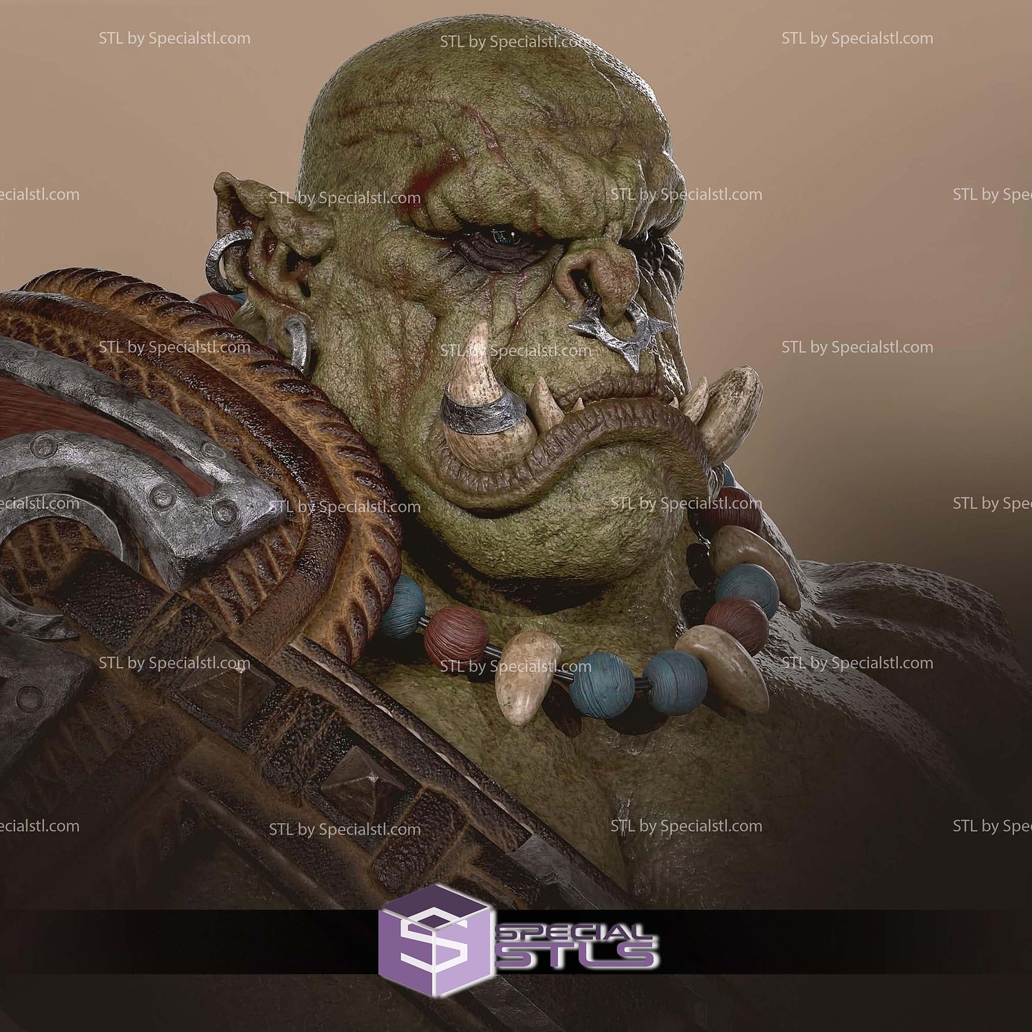 Orc Bust 3D Printer Files STL Model — view 2