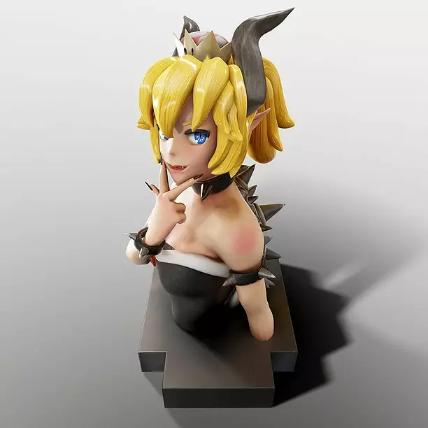 Bowsette bust of female anime character 3D FBX Model