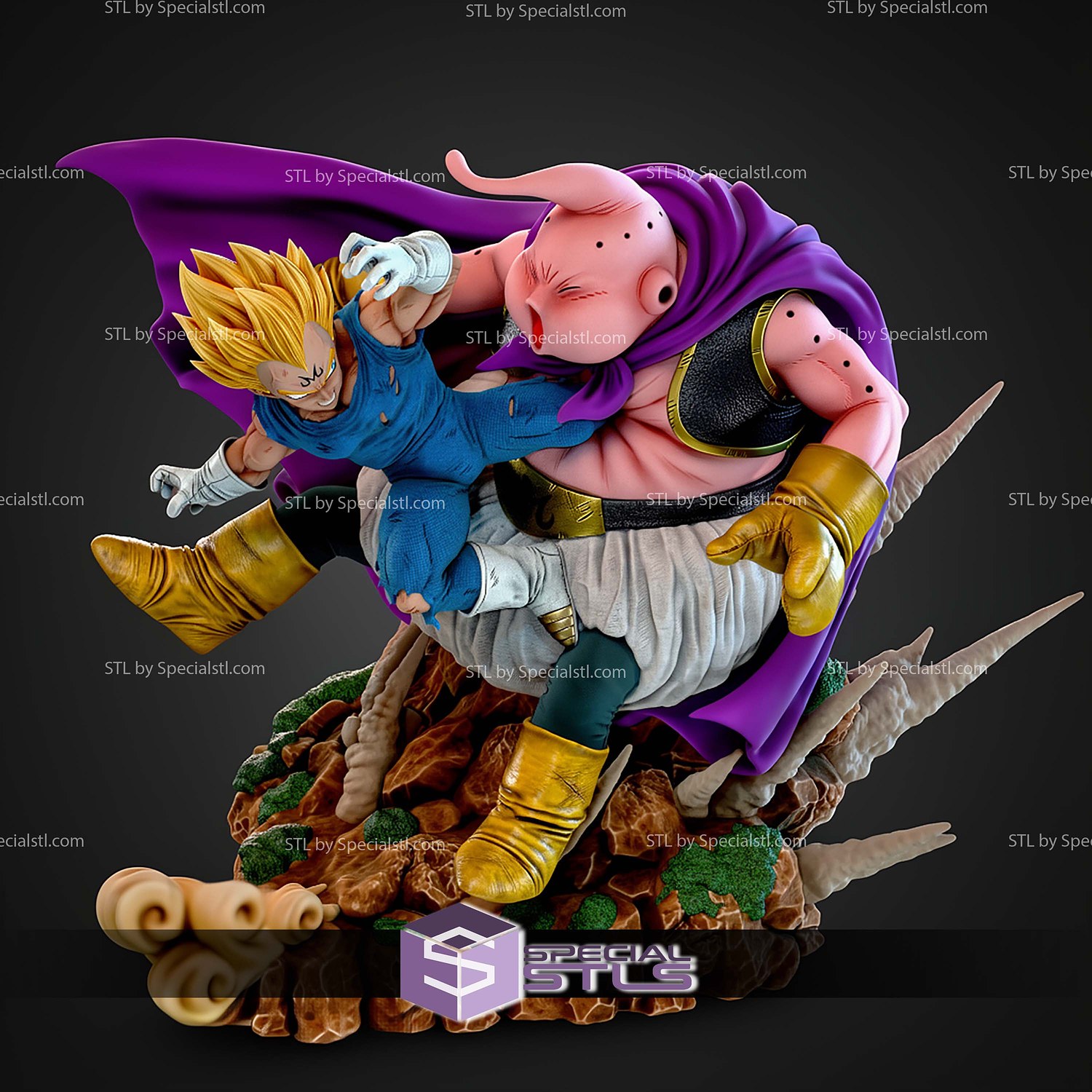 Majin Vegeta Vs Buu Diorama STL Files 3D Model — view 3