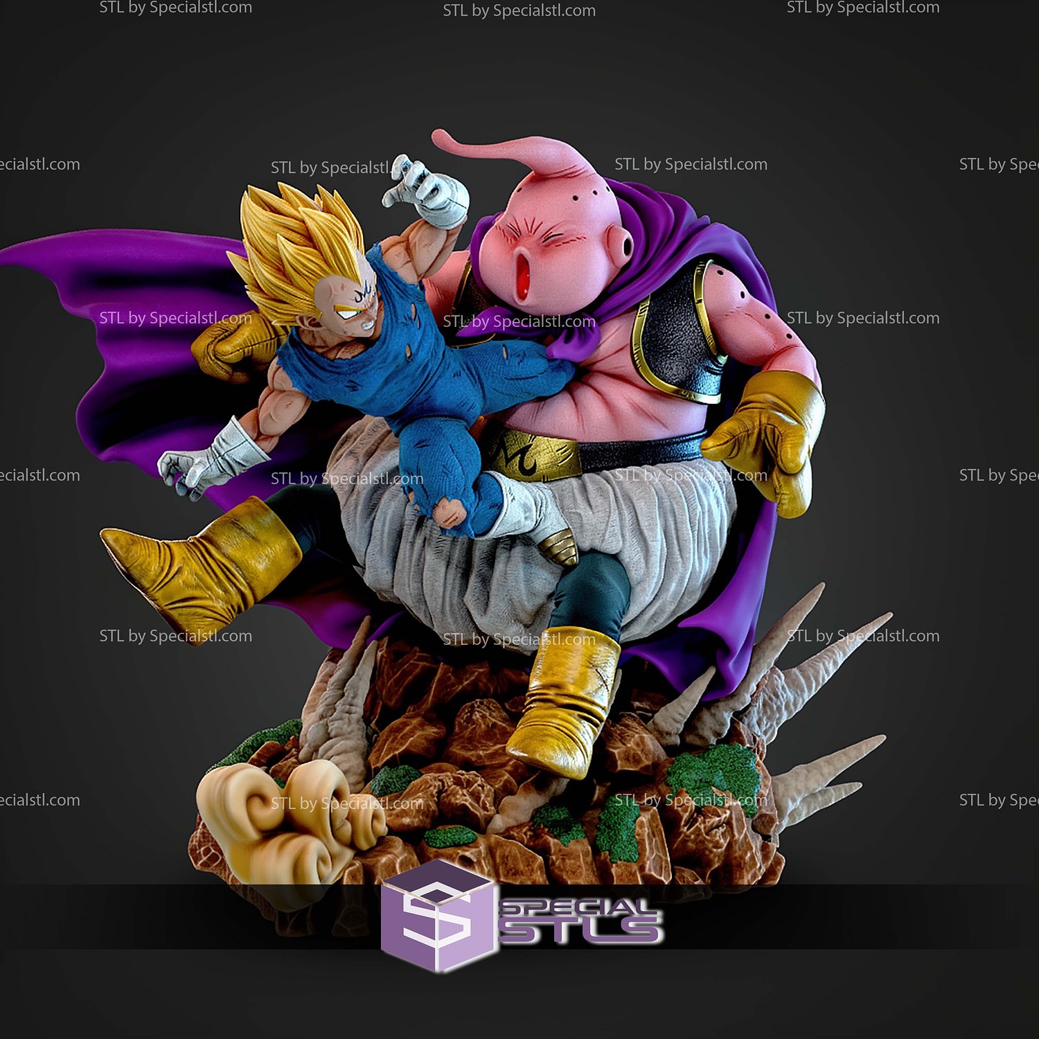 Majin Vegeta Vs Buu Diorama STL Files 3D Model — view 4