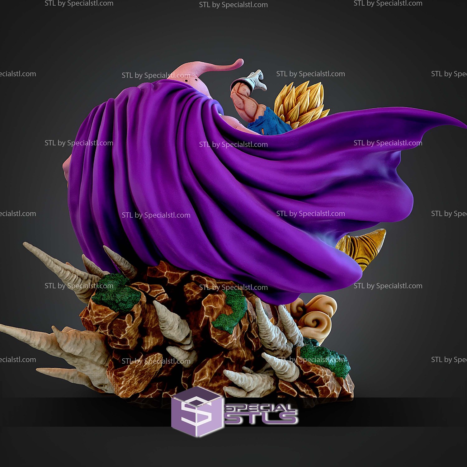 Majin Vegeta Vs Buu Diorama STL Files 3D Model — view 6