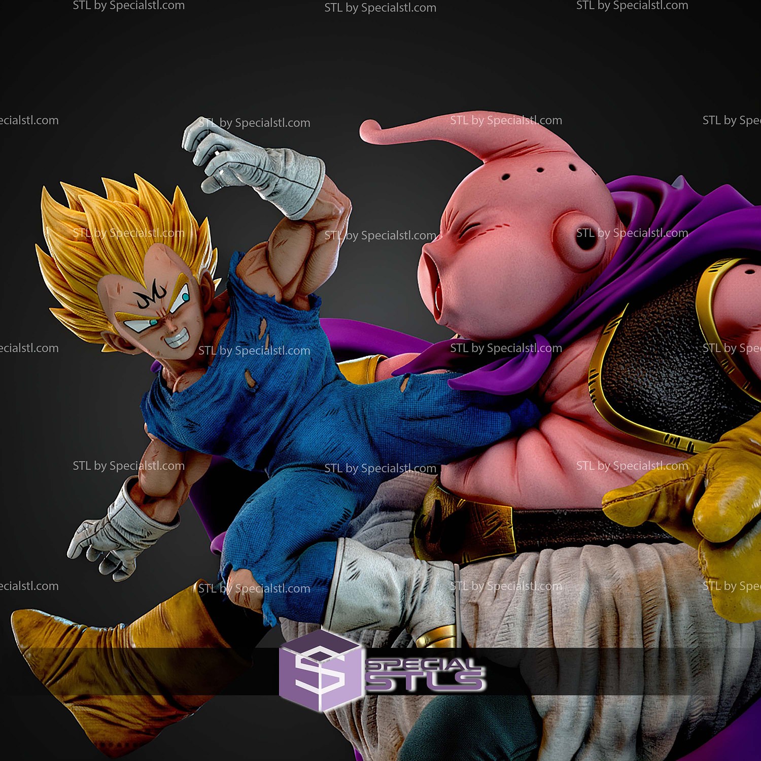 Majin Vegeta Vs Buu Diorama STL Files 3D Model — view 7