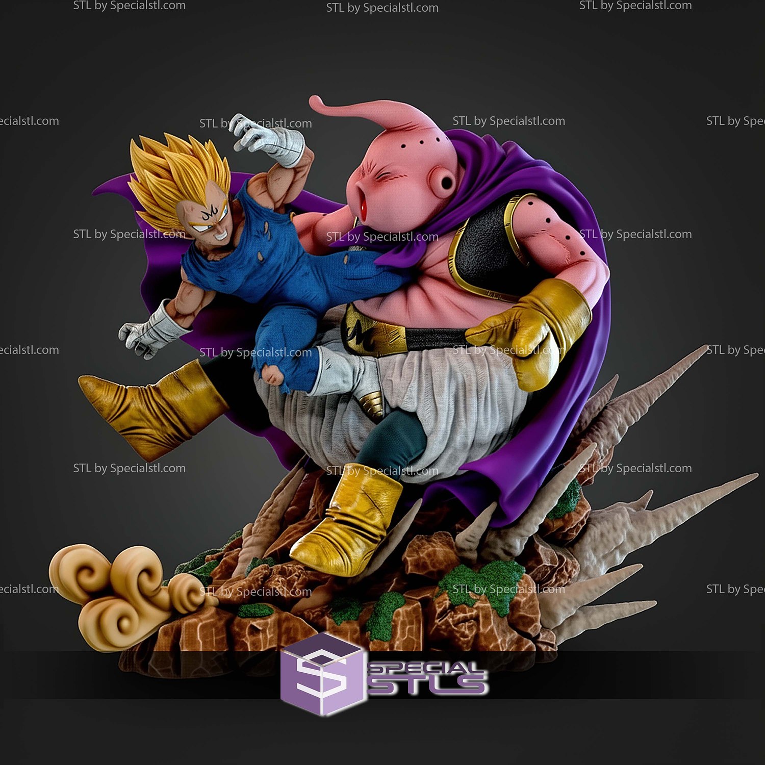 Majin Vegeta Vs Buu Diorama STL Files 3D Model — view 8